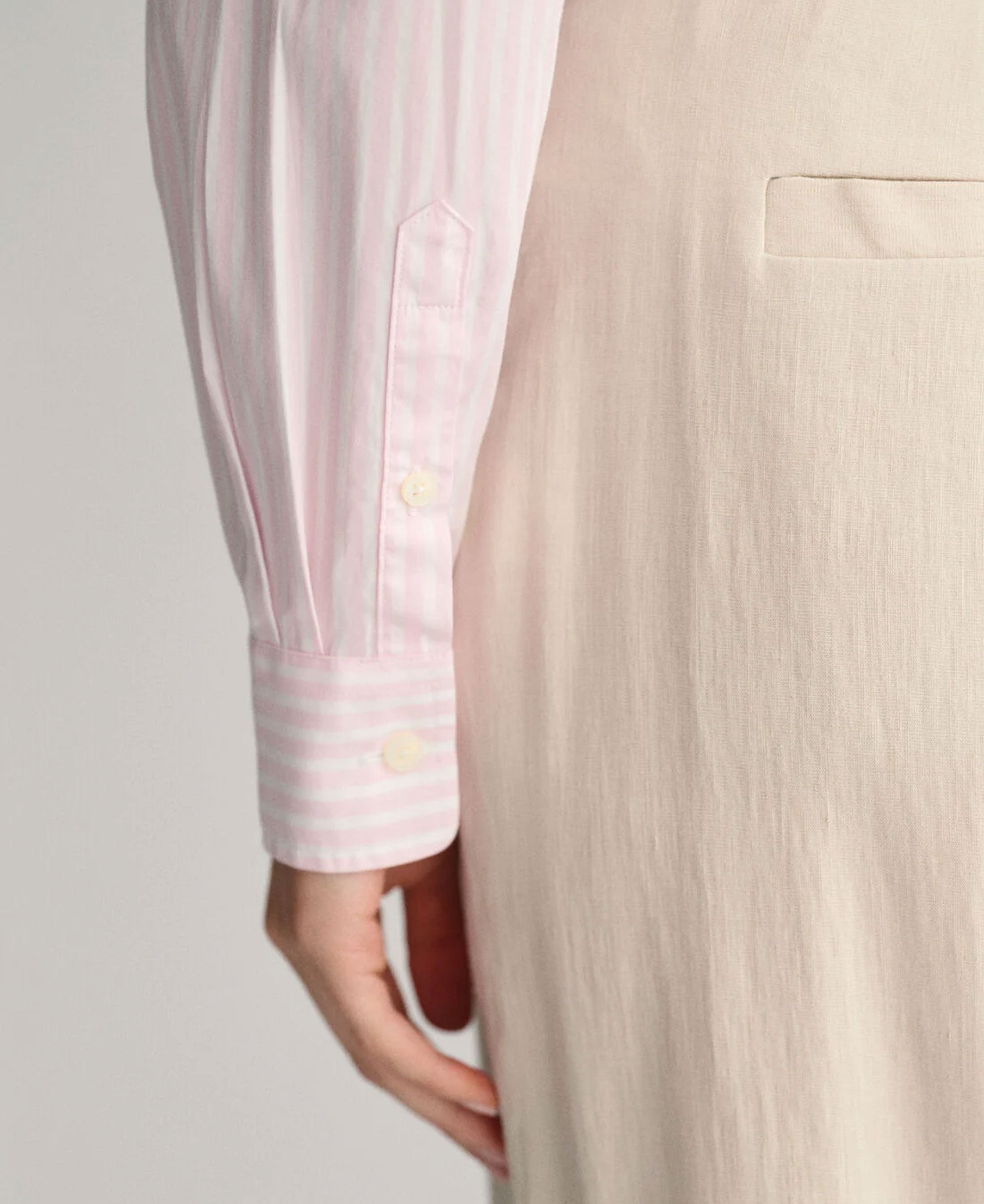 Regular Fit Striped Poplin Shirt - Light Pink