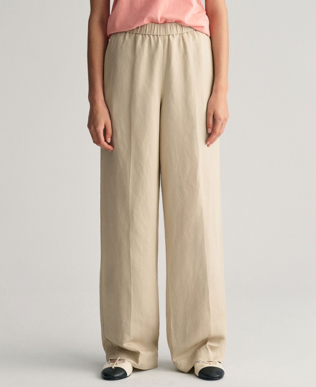 Relaxed Fit Linen Blend Pull-On Pants - Dry Sand