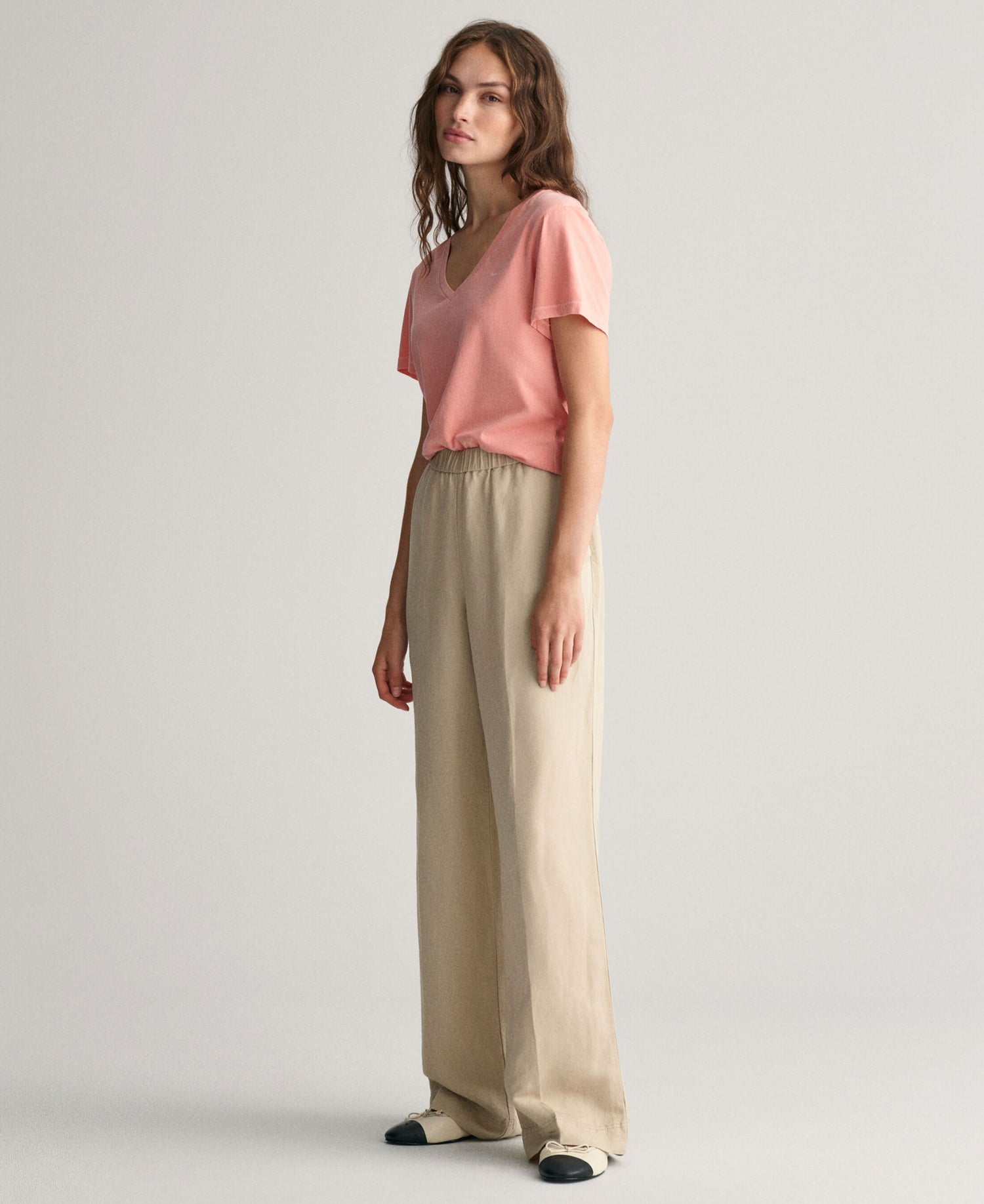 Relaxed Fit Linen Blend Pull-On Pants - Dry Sand