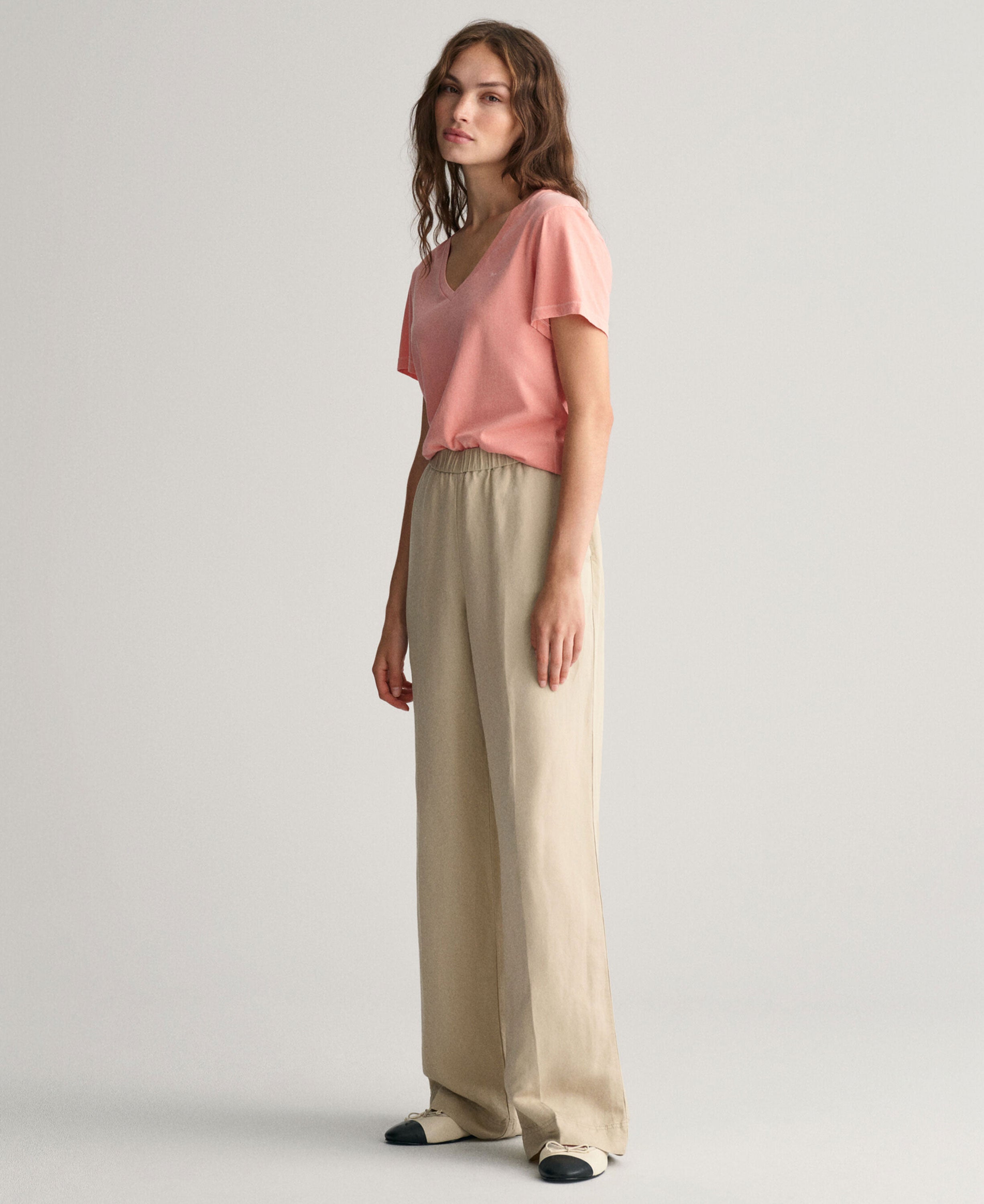 Relaxed Fit Linen Blend Pull-On Pants - Dry Sand