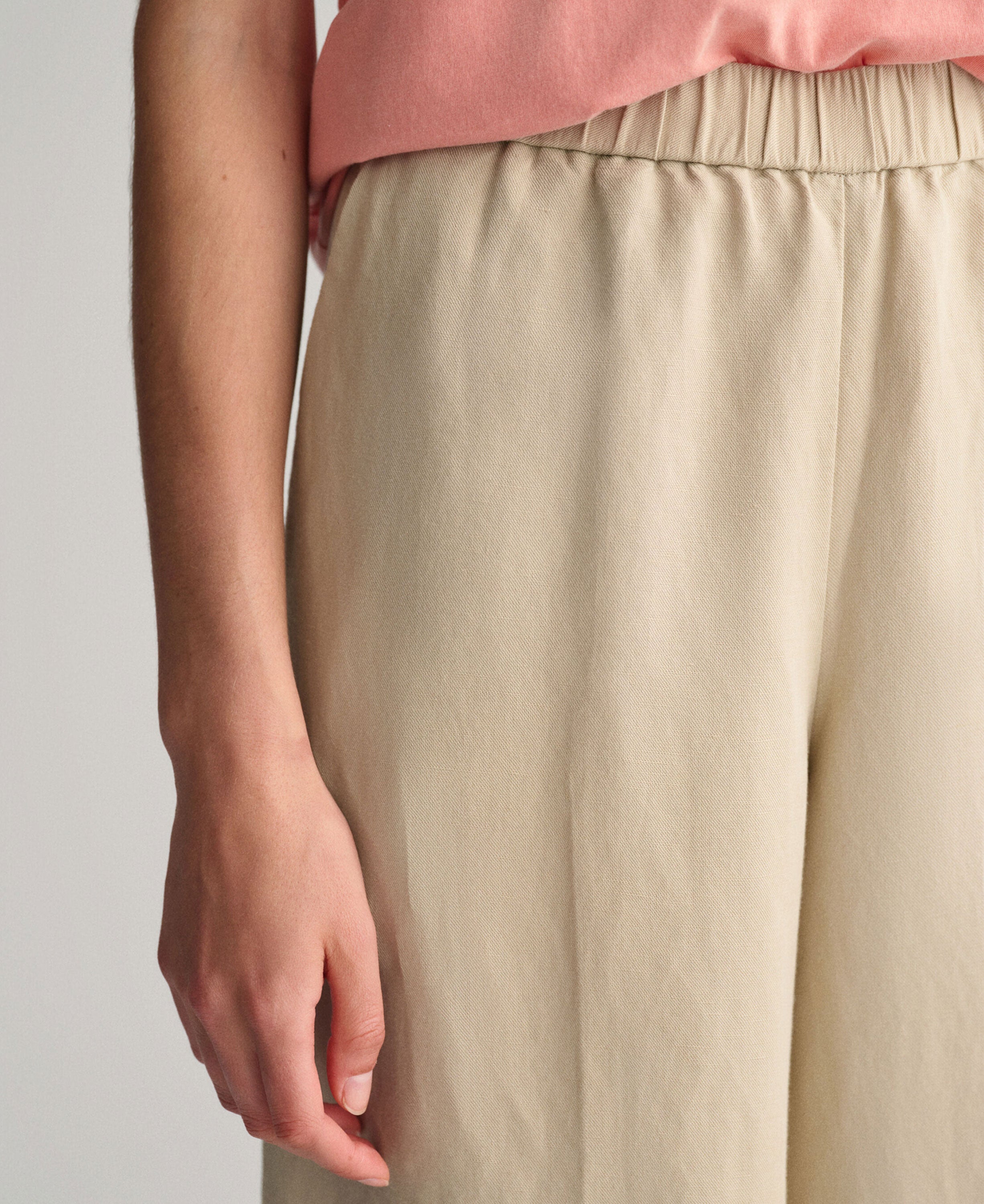 Relaxed Fit Linen Blend Pull-On Pants - Dry Sand