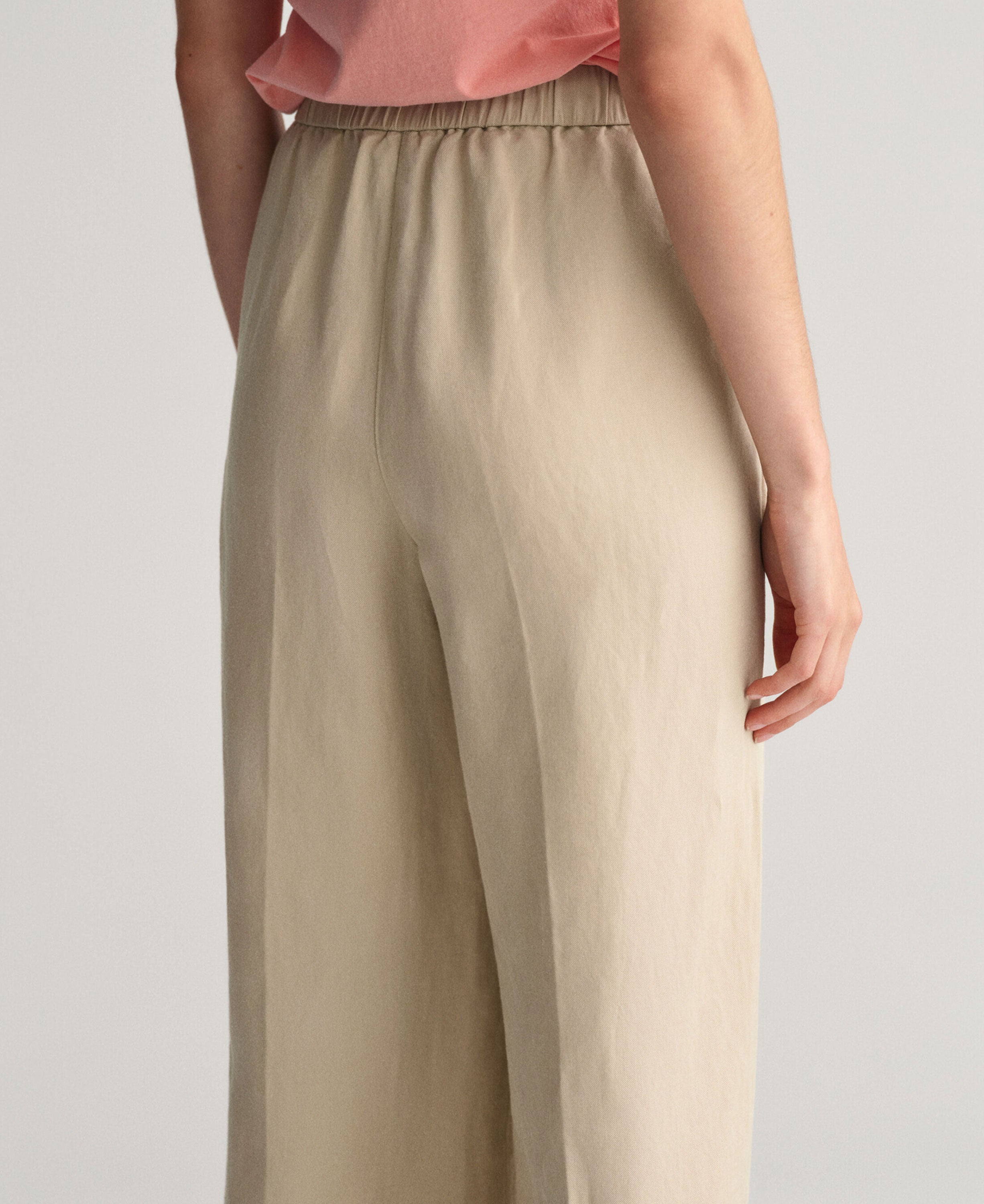 Relaxed Fit Linen Blend Pull-On Pants - Dry Sand
