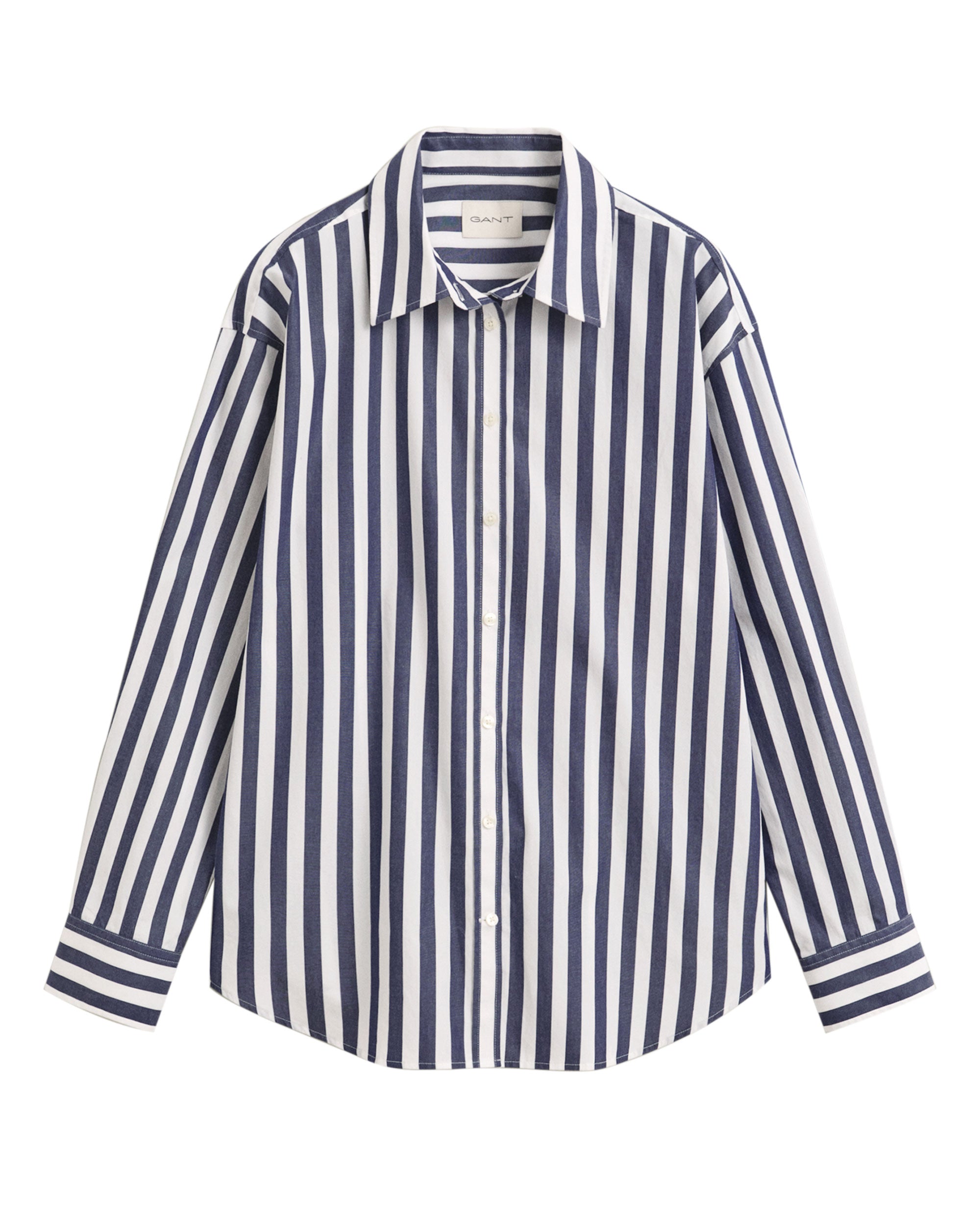 Relaxed Fit Striped Classic Poplin Shirt - Classic Blue