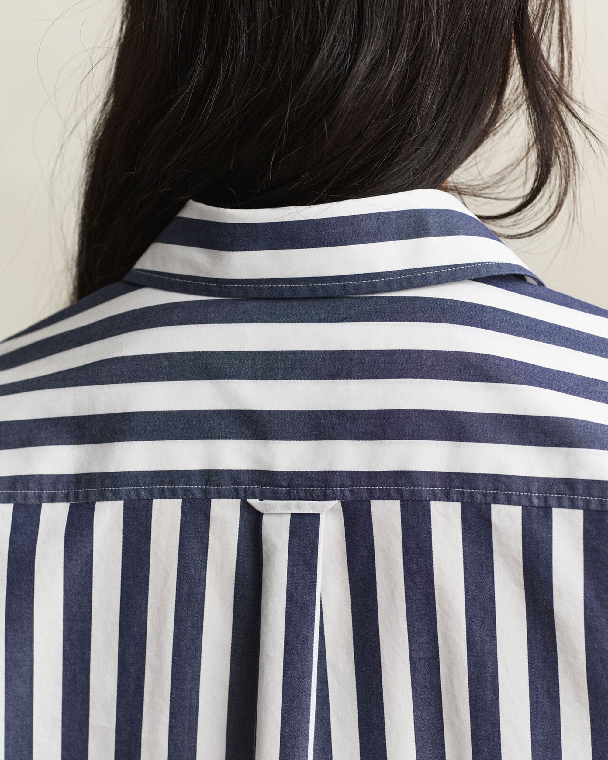 Relaxed Fit Striped Classic Poplin Shirt - Classic Blue