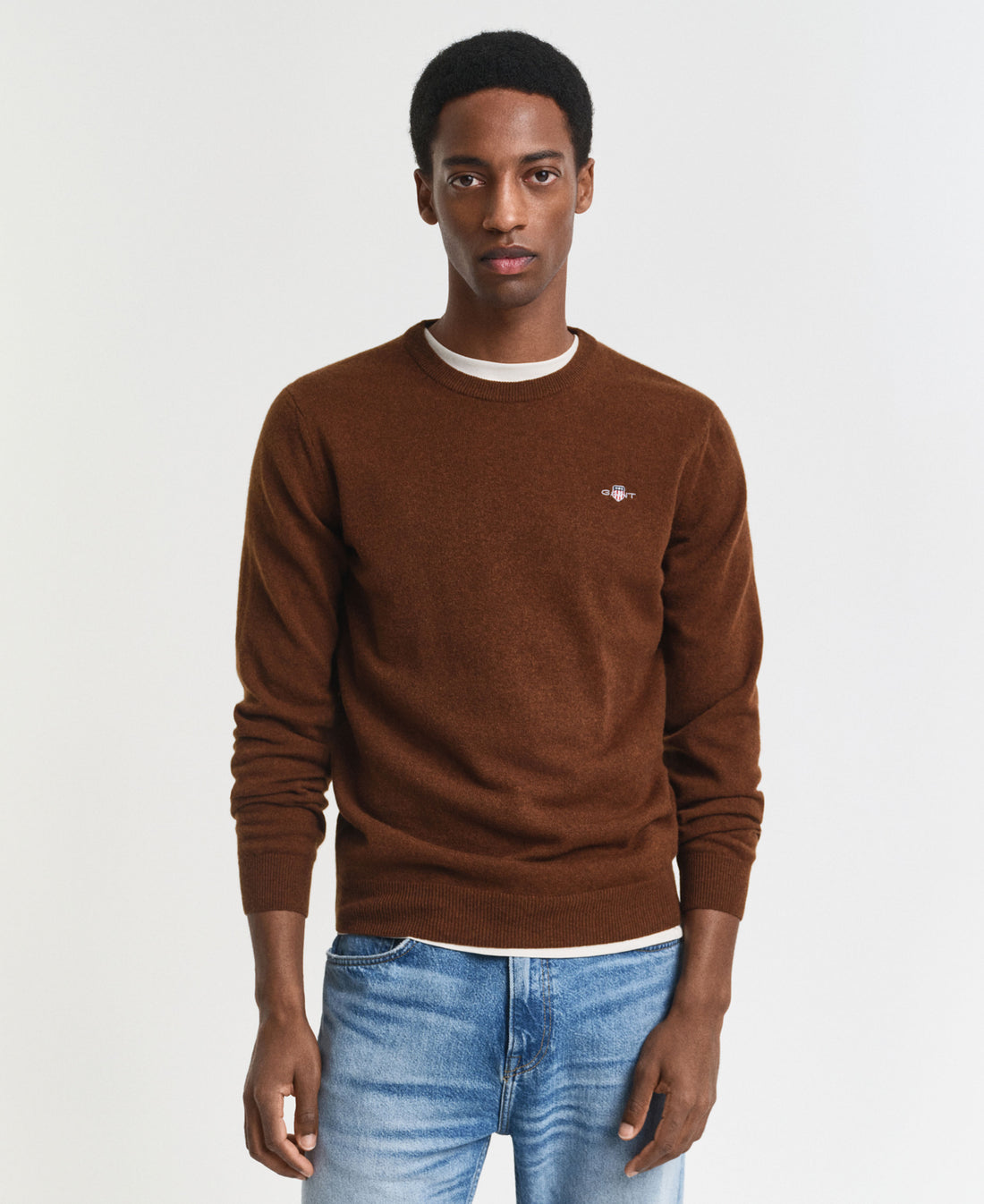 Superfine Lambswool Crew-Neck - Mahogany Brown