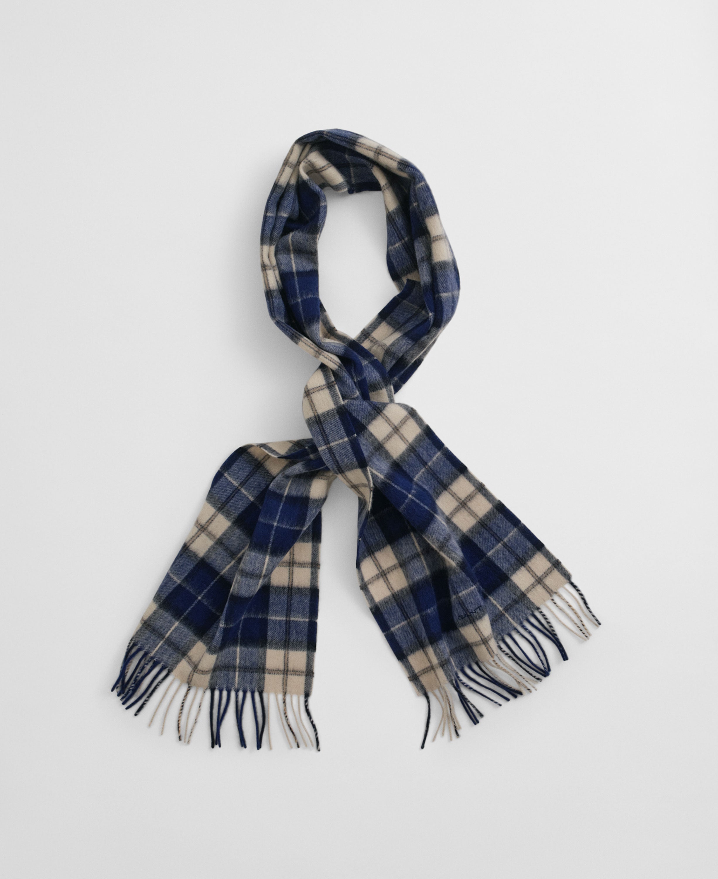 Wool Checked Scarf - Persian Blue