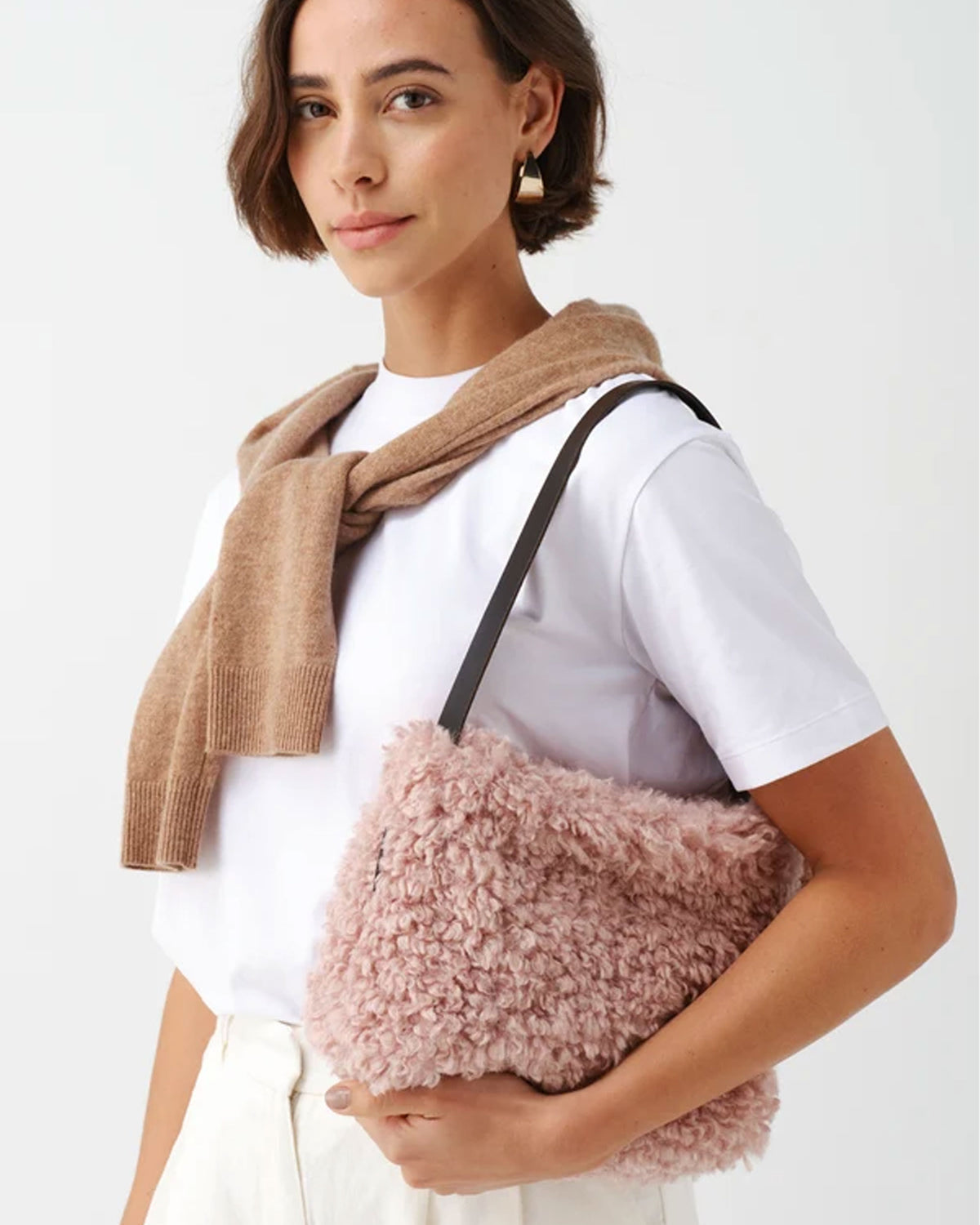 Arc Bag - Rose Faux Sheepskin