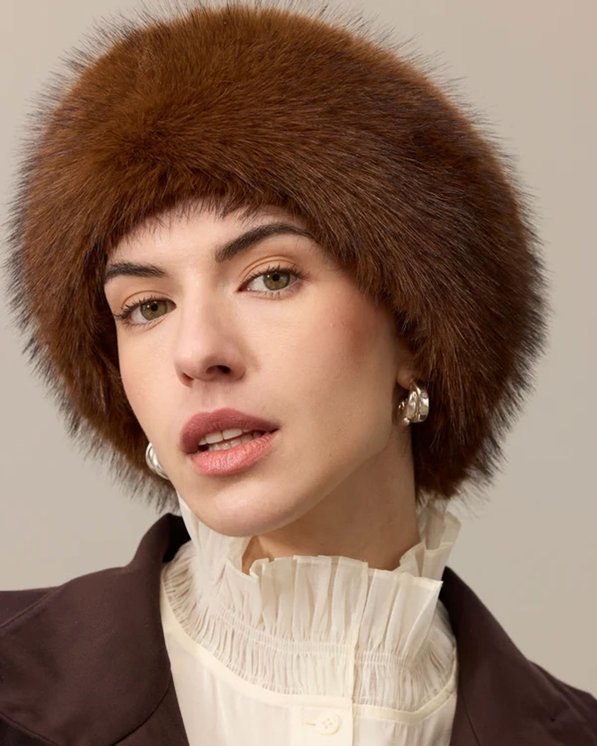 Huff Headband - Mahogany Faux Fur
