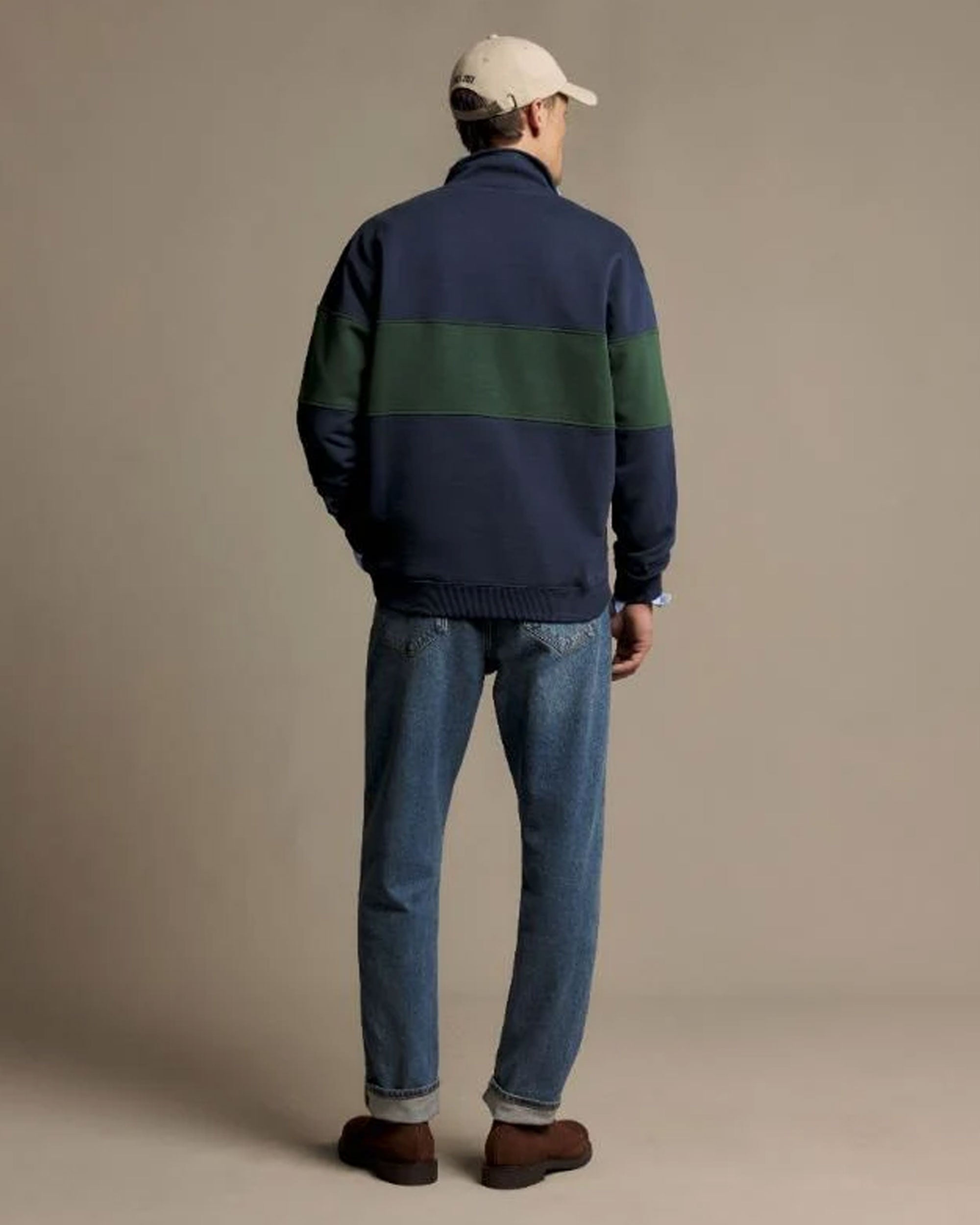 Heritage Panel 1/4 Zip - Worker Blue