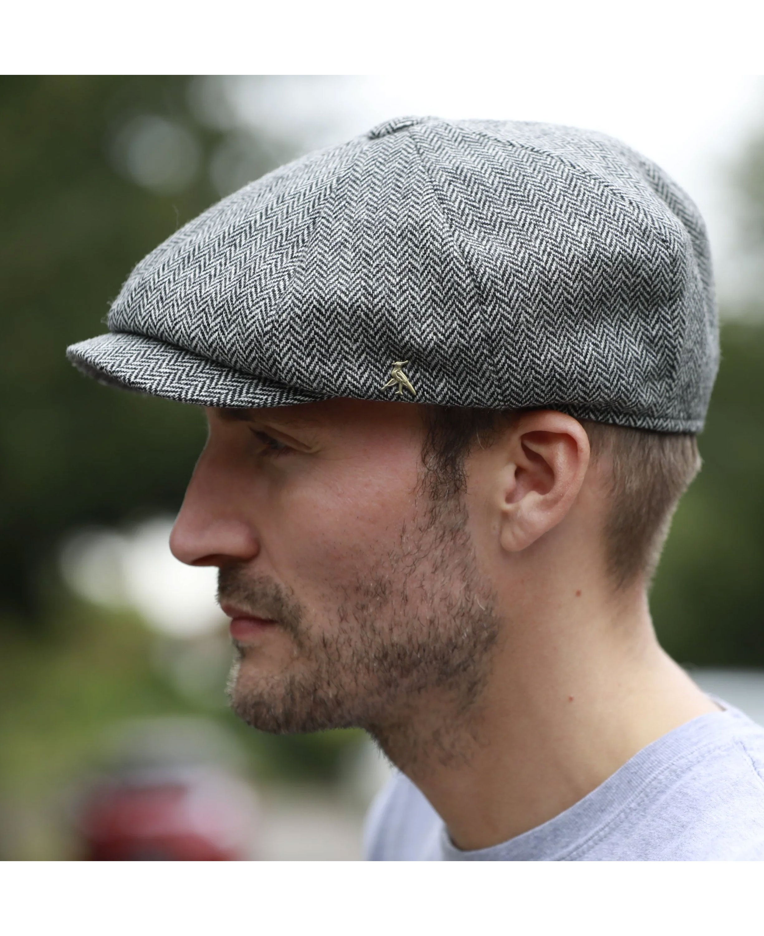 Felsham Tweed Baker Boy Cap - Charcoal