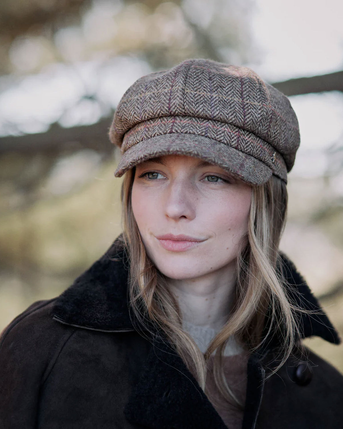 Higham Tweed Baker Boy Cap - Chestnut