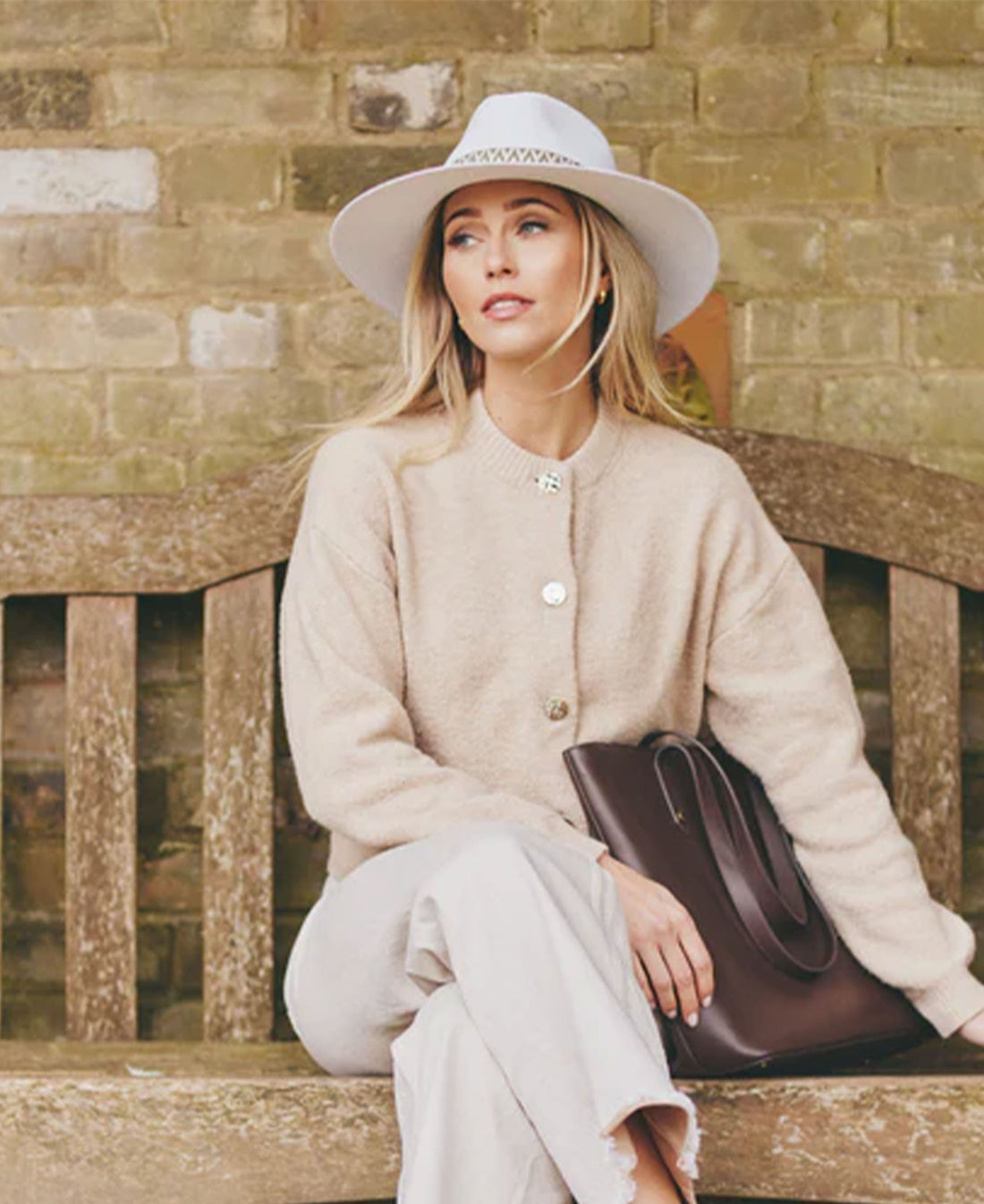 The Hemley Fedora - White Khaki Aztec Ribbon