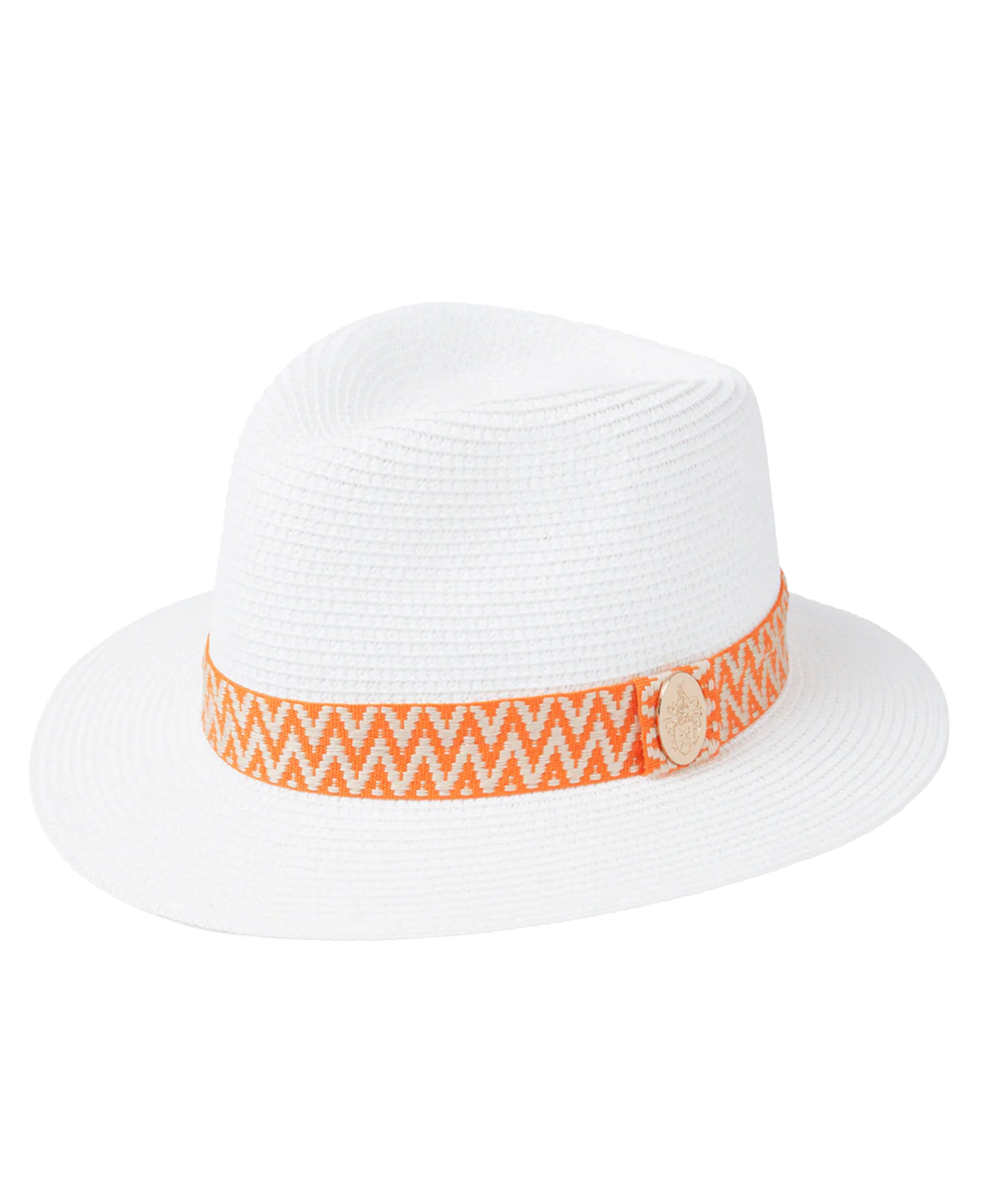 The Orford Fedora - White Orange Aztec Ribbon