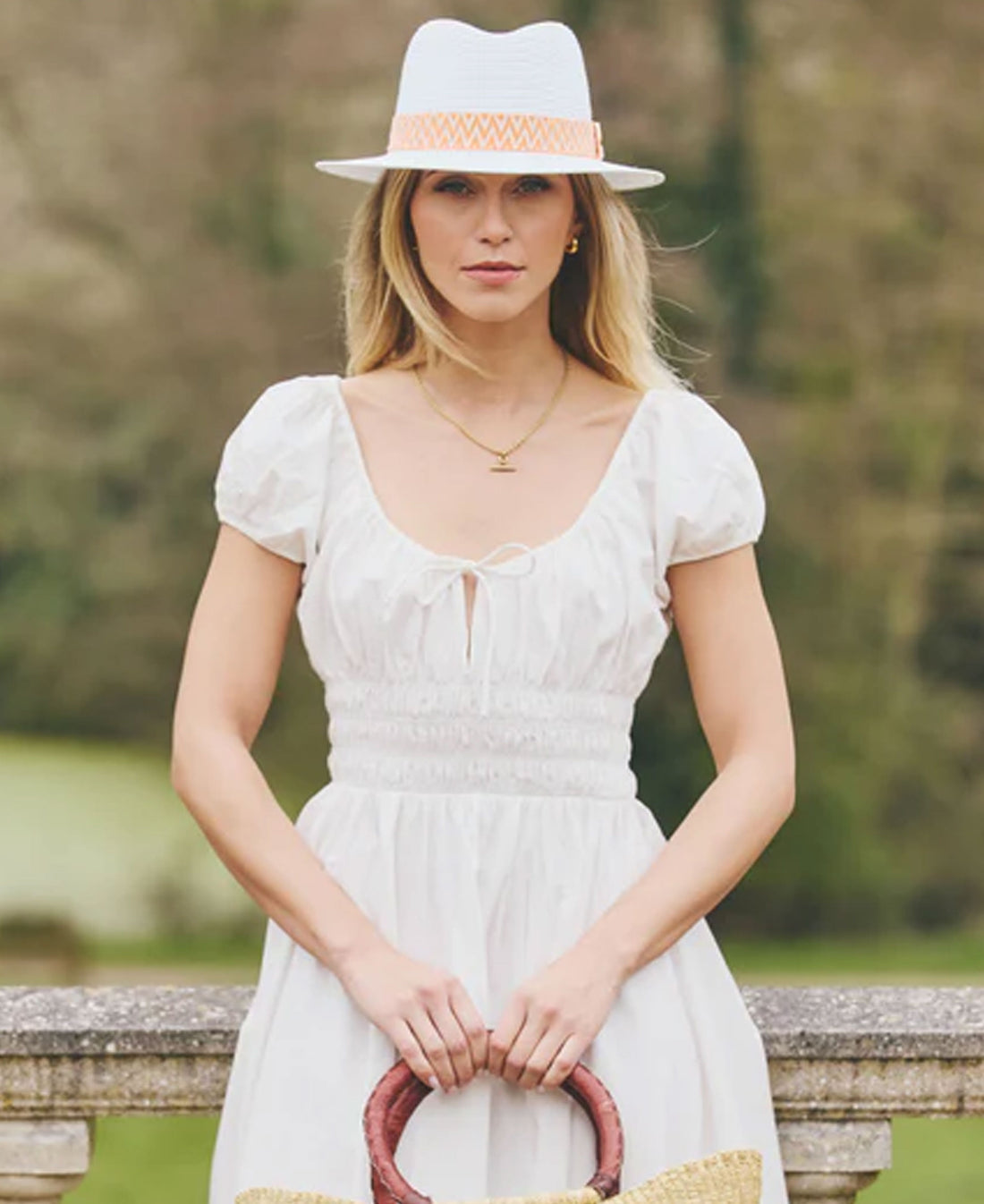 The Orford Fedora - White Orange Aztec Ribbon