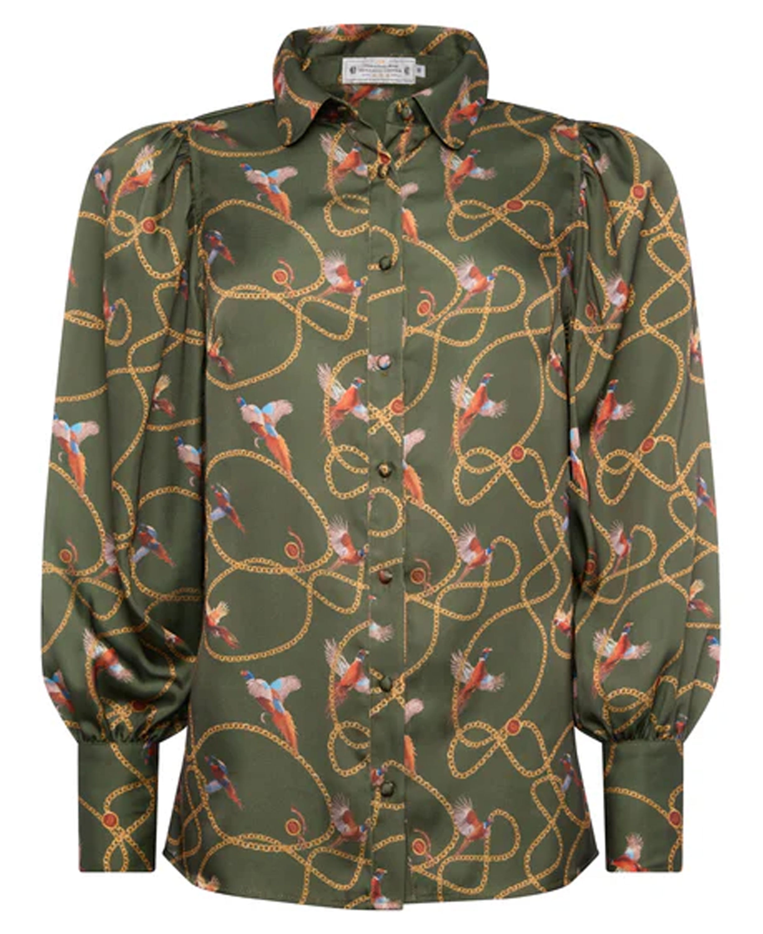 Isla Satin Shirt - Khaki Pheasant