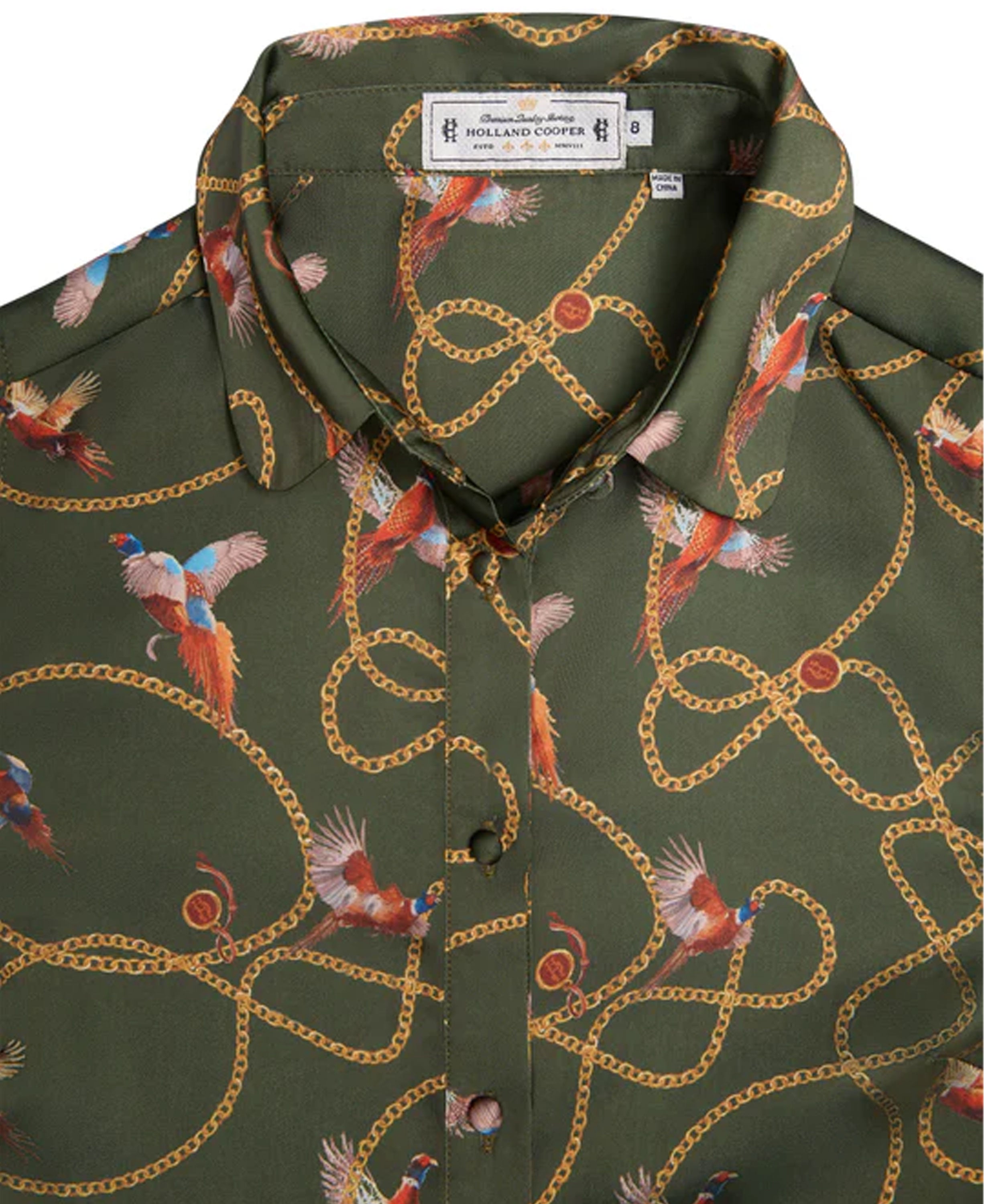 Isla Satin Shirt - Khaki Pheasant