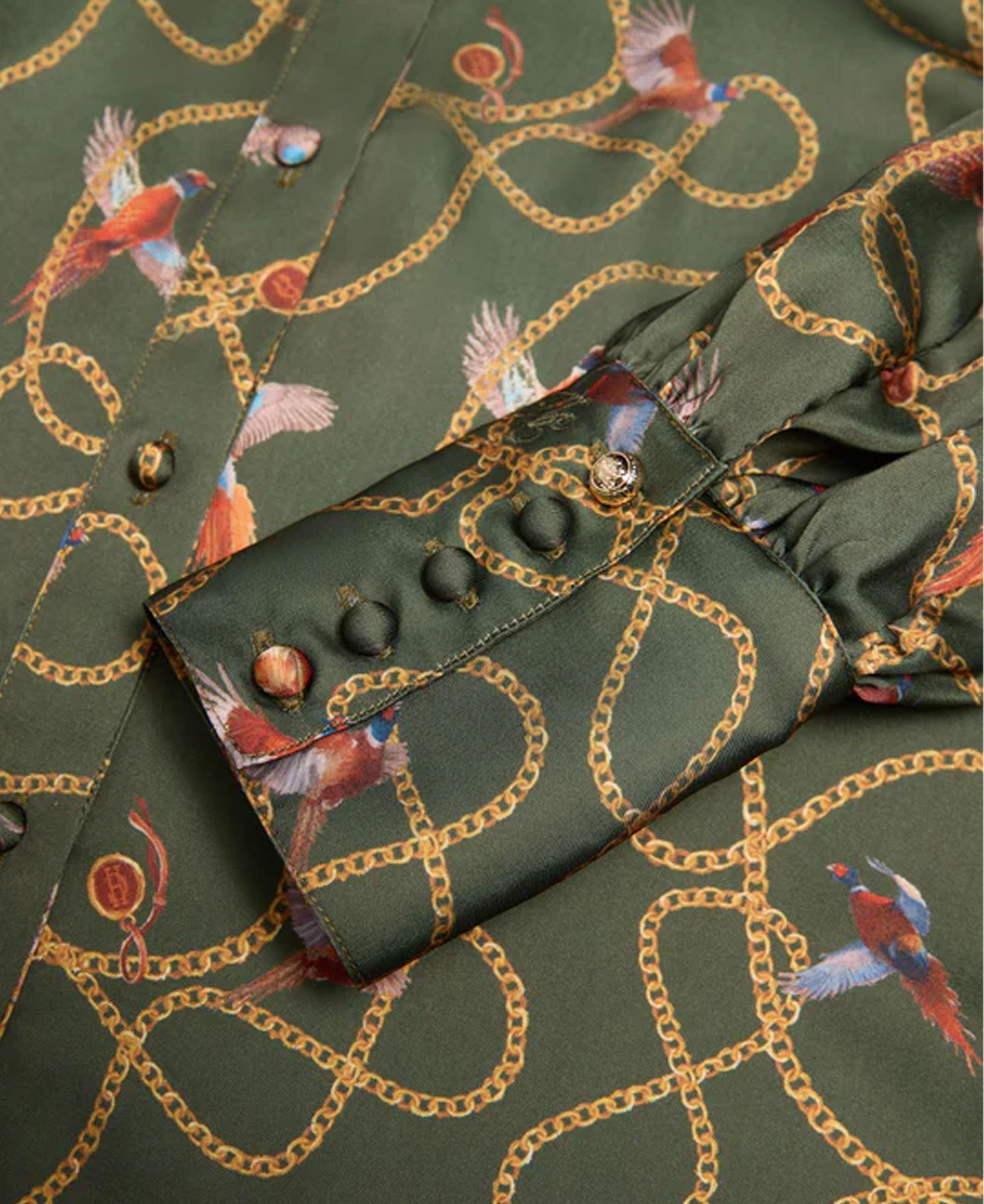 Isla Satin Shirt - Khaki Pheasant