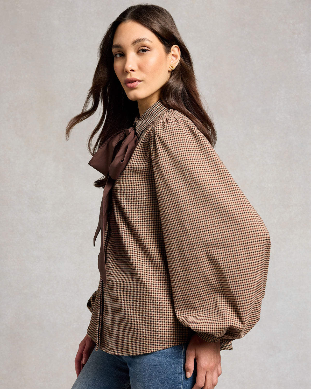 Burford Blouse - Coffee Gingham