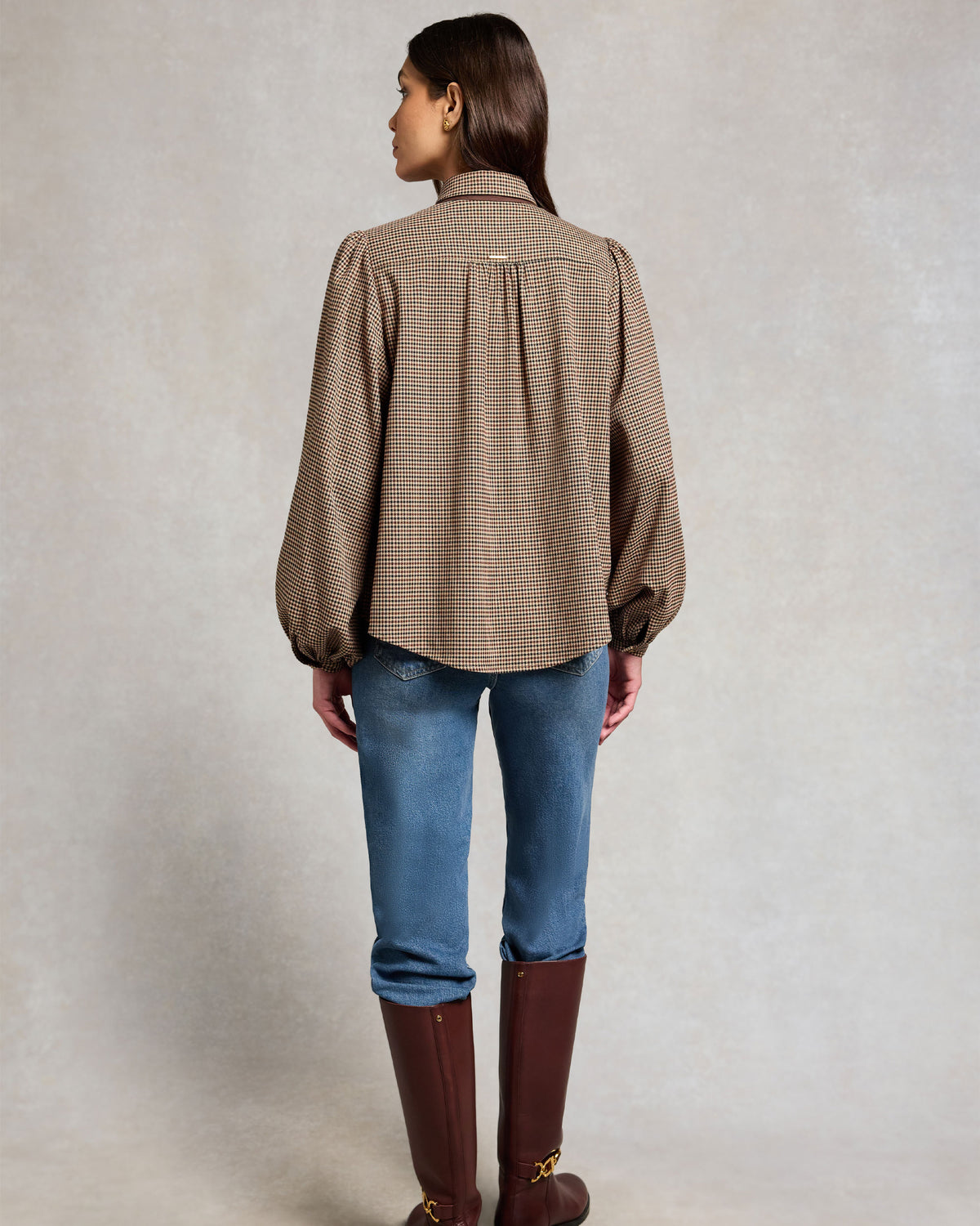 Burford Blouse - Coffee Gingham