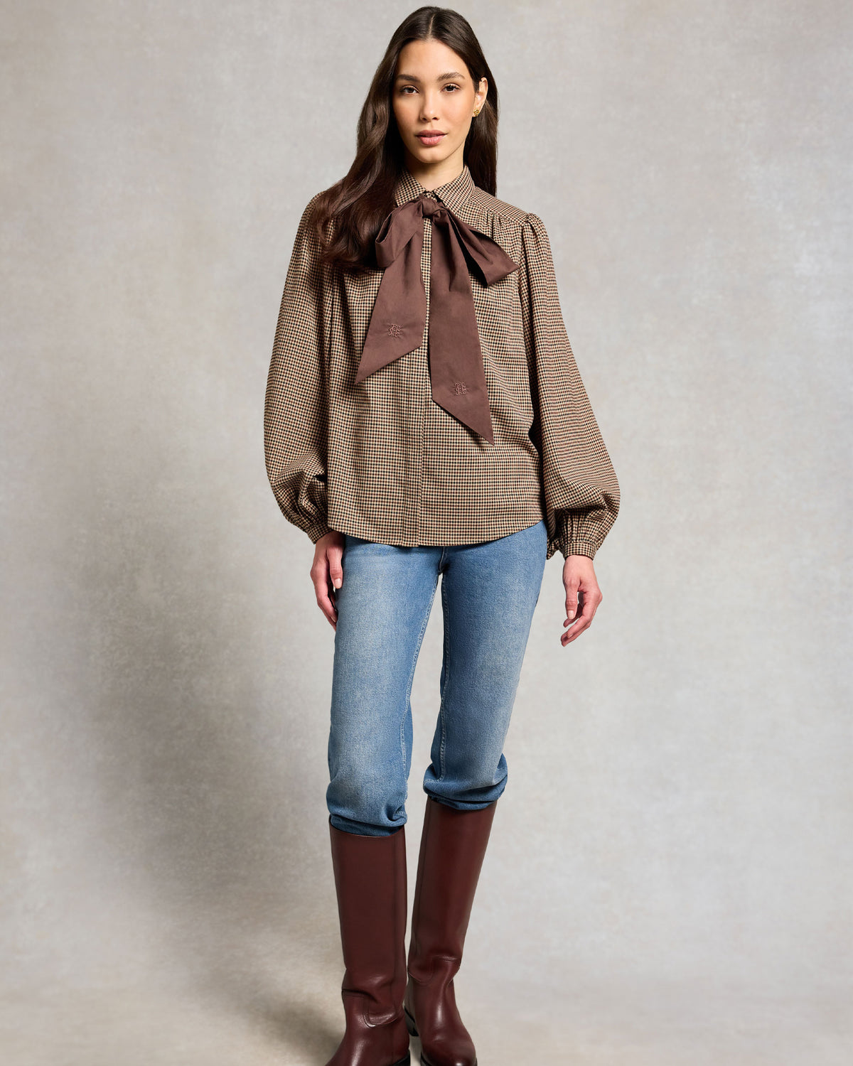 Burford Blouse - Coffee Gingham