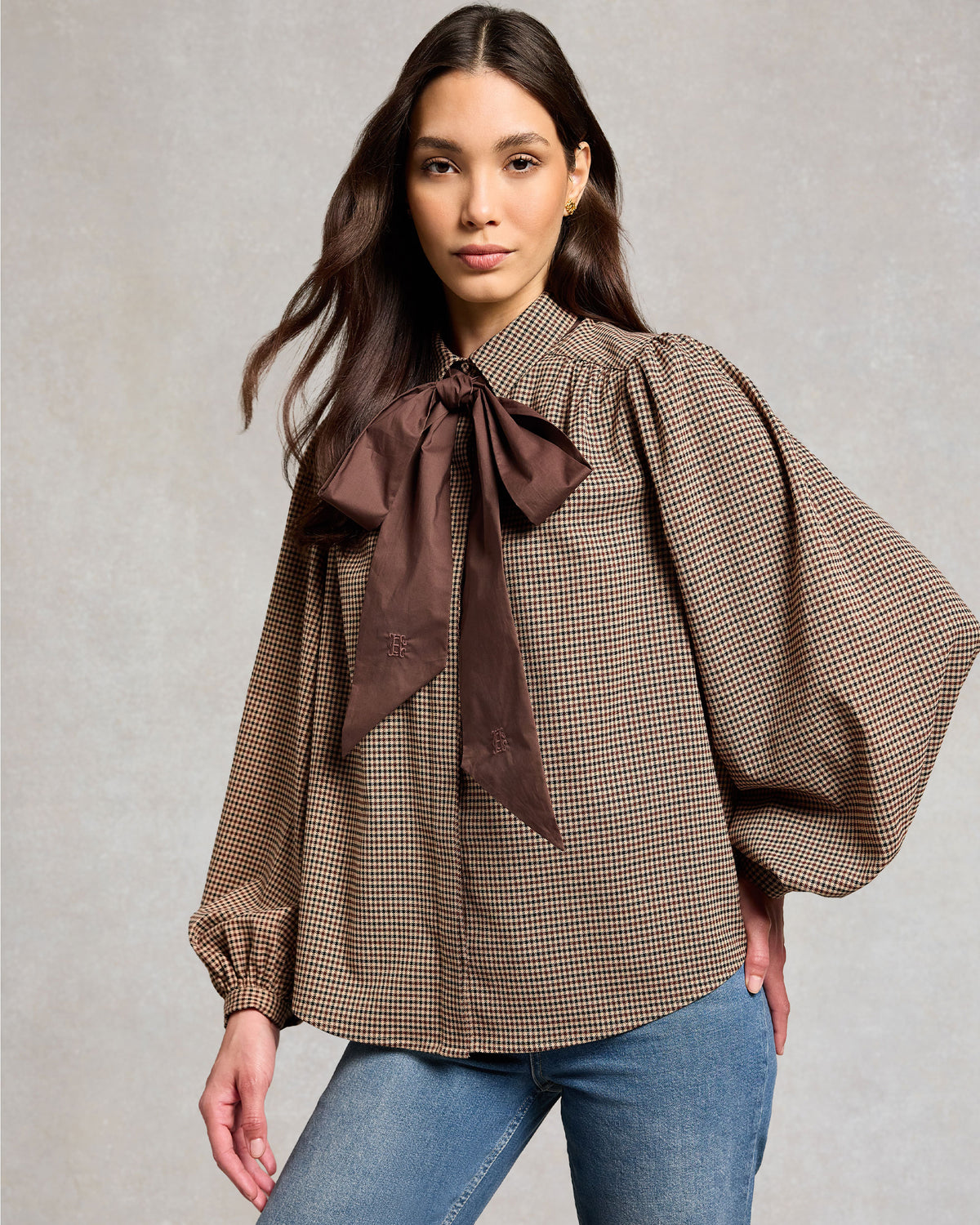 Burford Blouse - Coffee Gingham