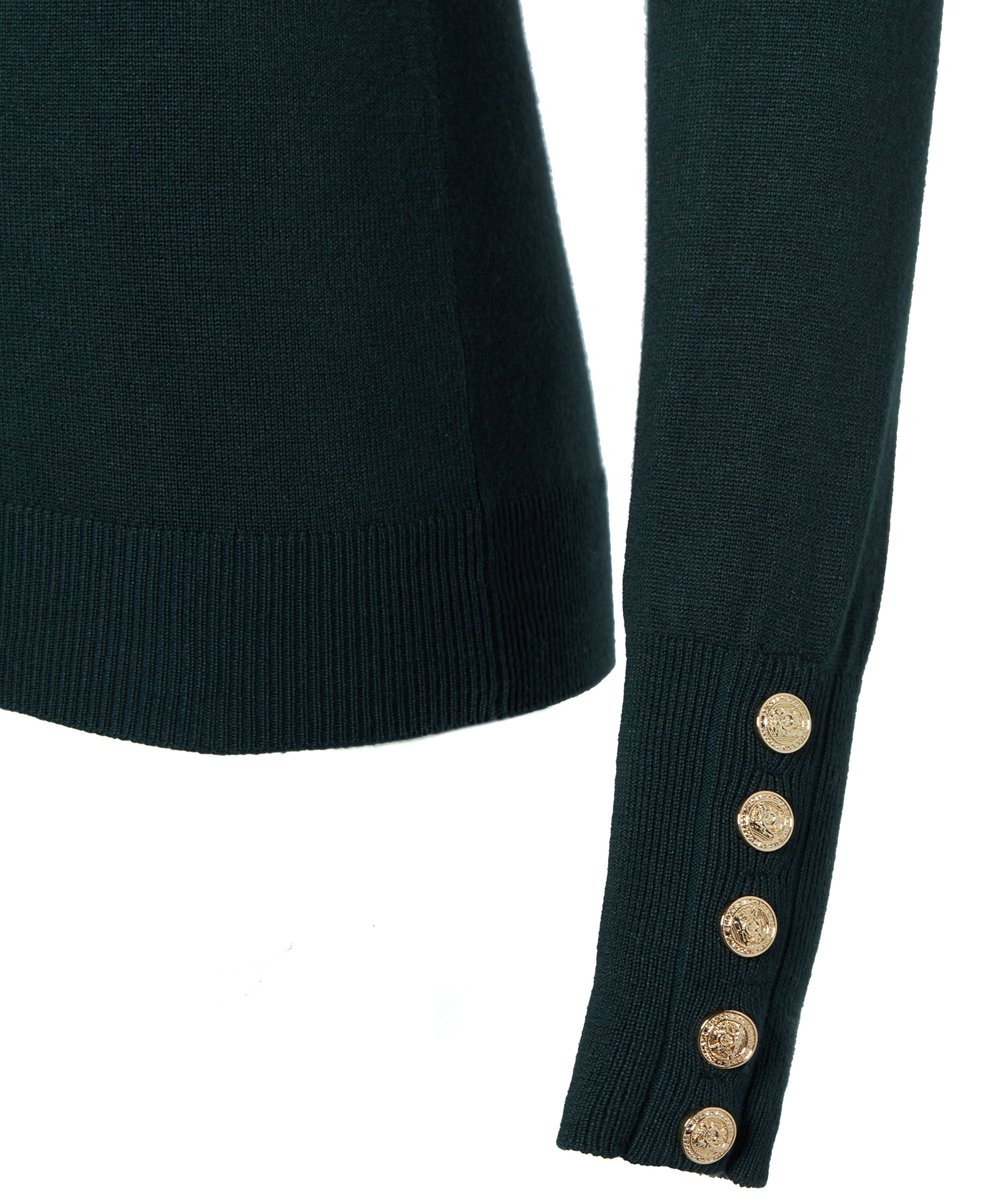 Buttoned Knit Roll Neck - Deep Emerald