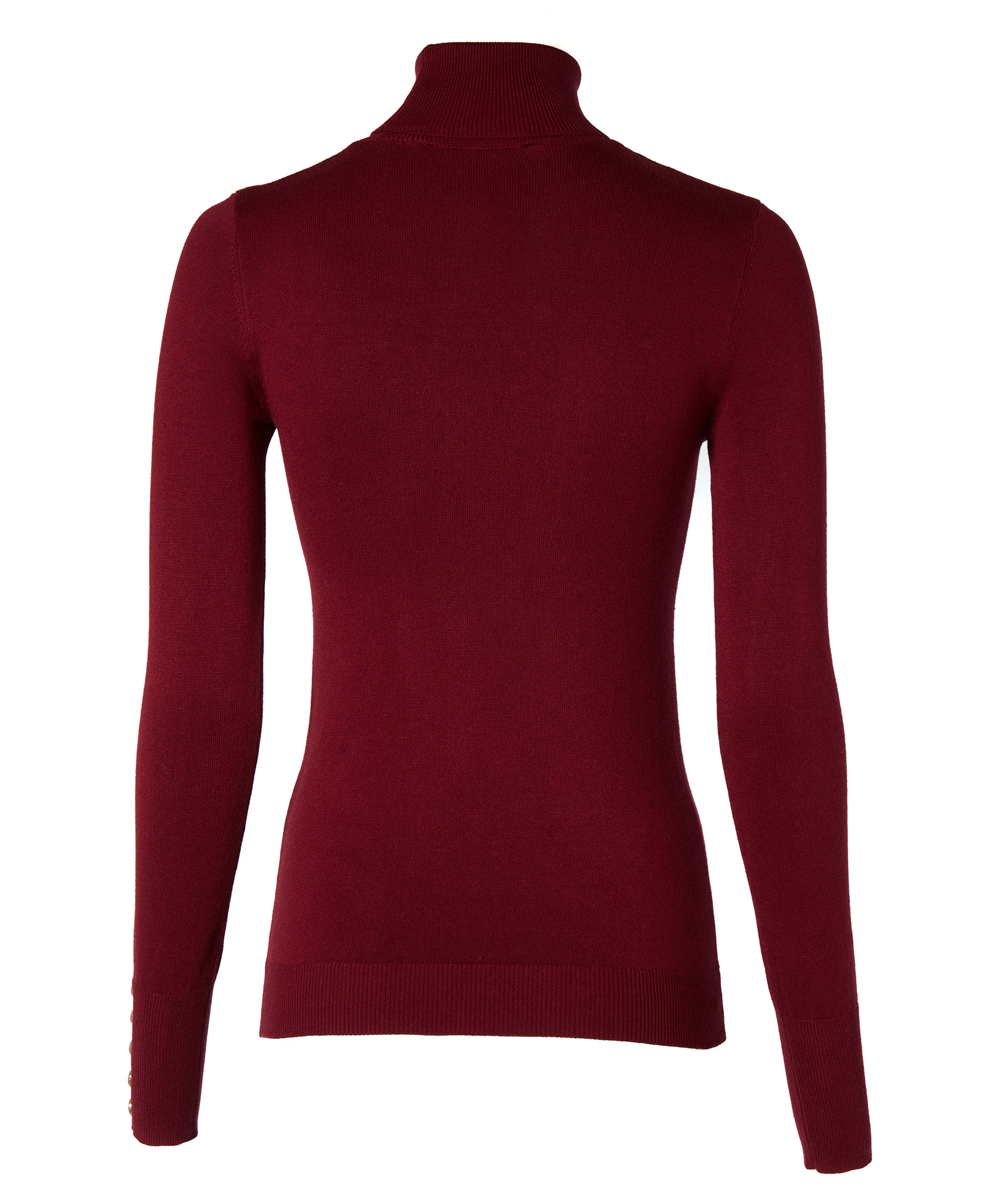 Buttoned Knit Roll Neck - Wine