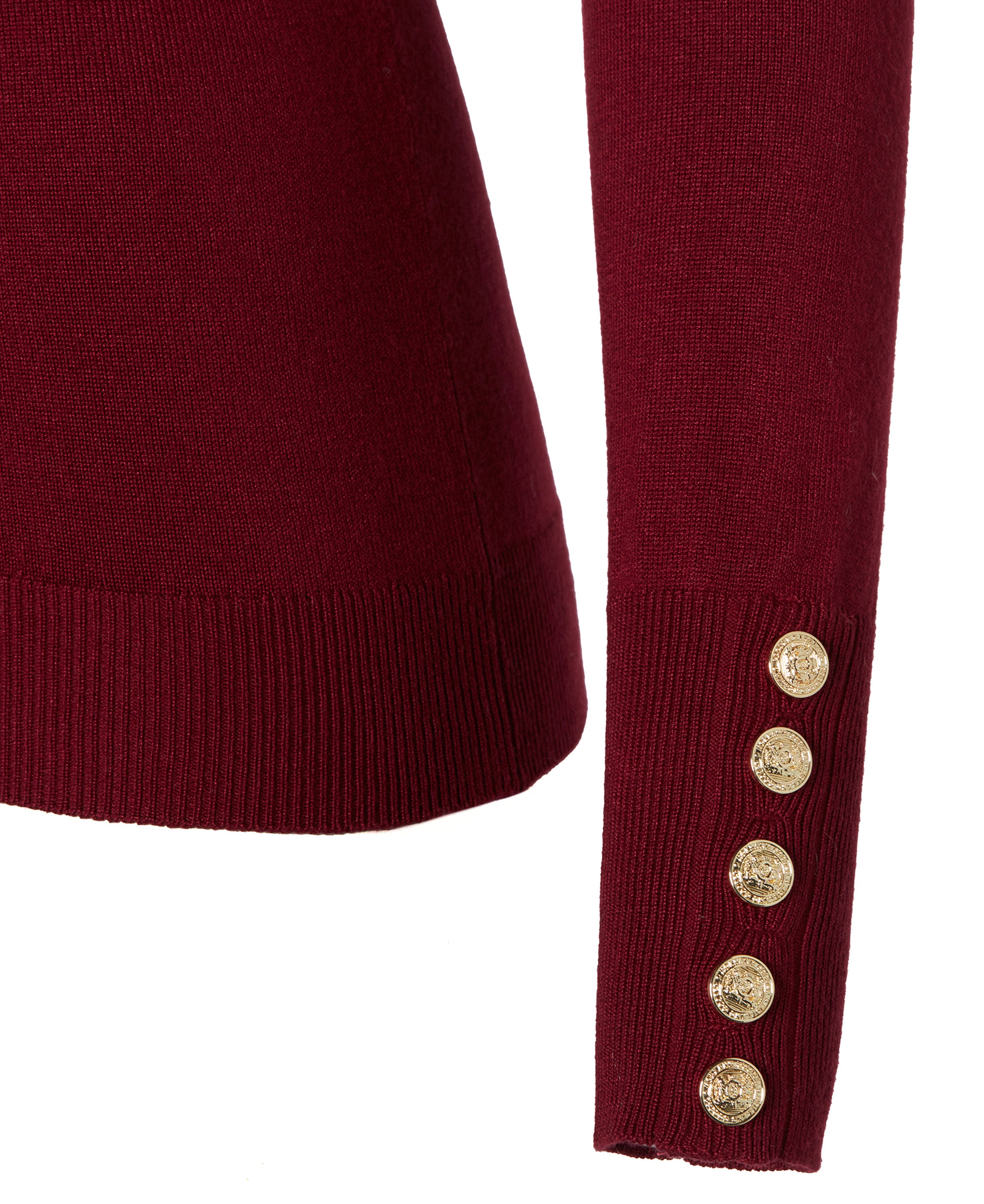 Buttoned Knit Roll Neck - Wine