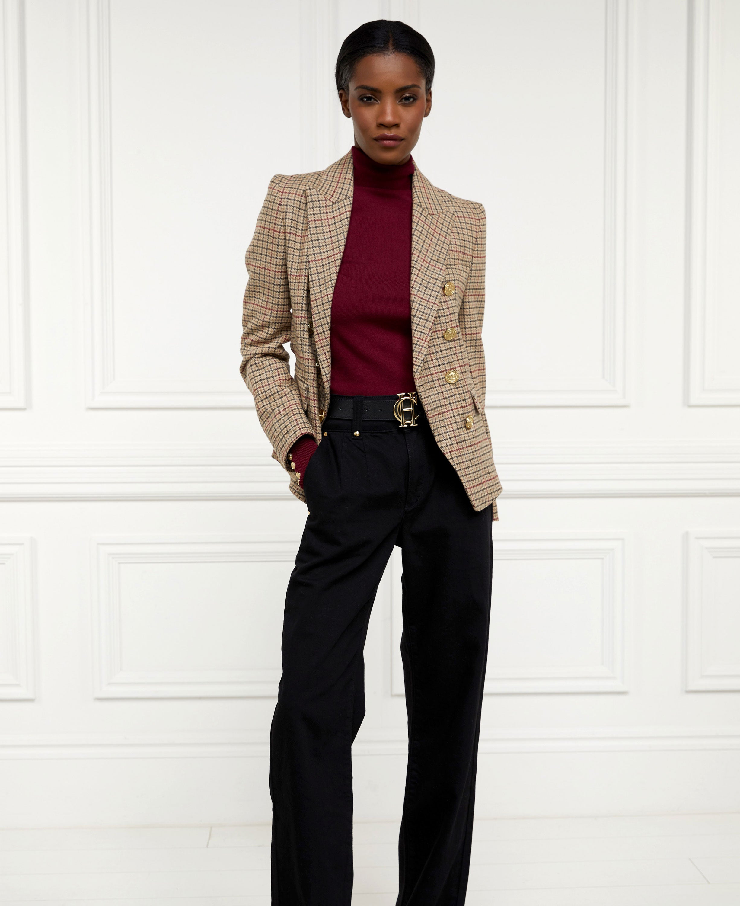Buttoned Knit Roll Neck - Wine