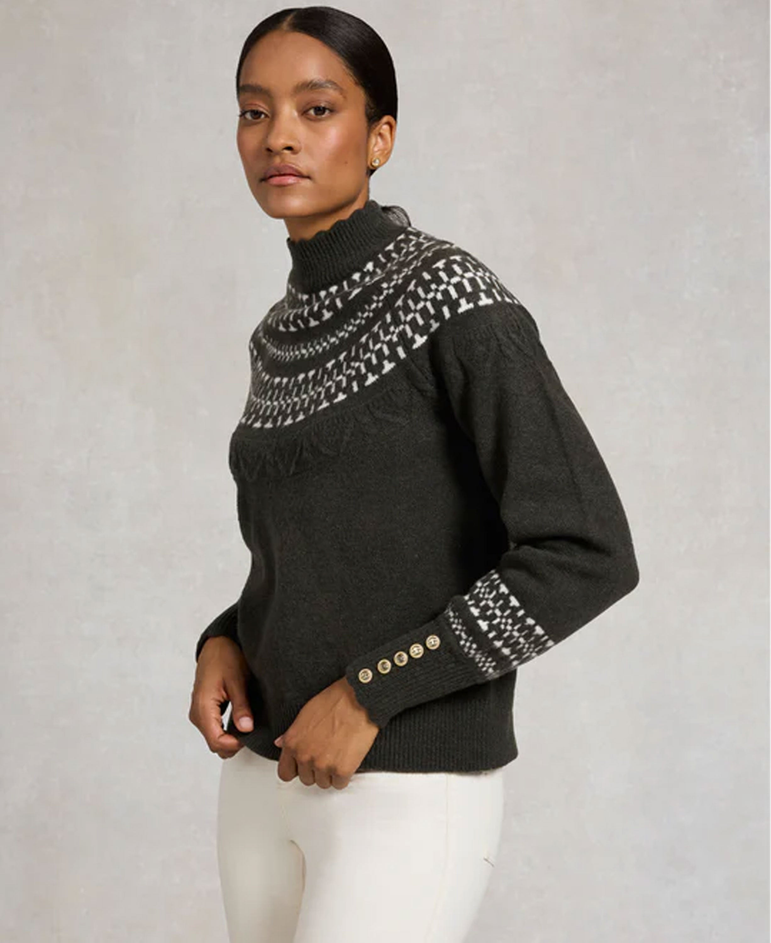 Elodie Roll Neck Knit - Forest Green