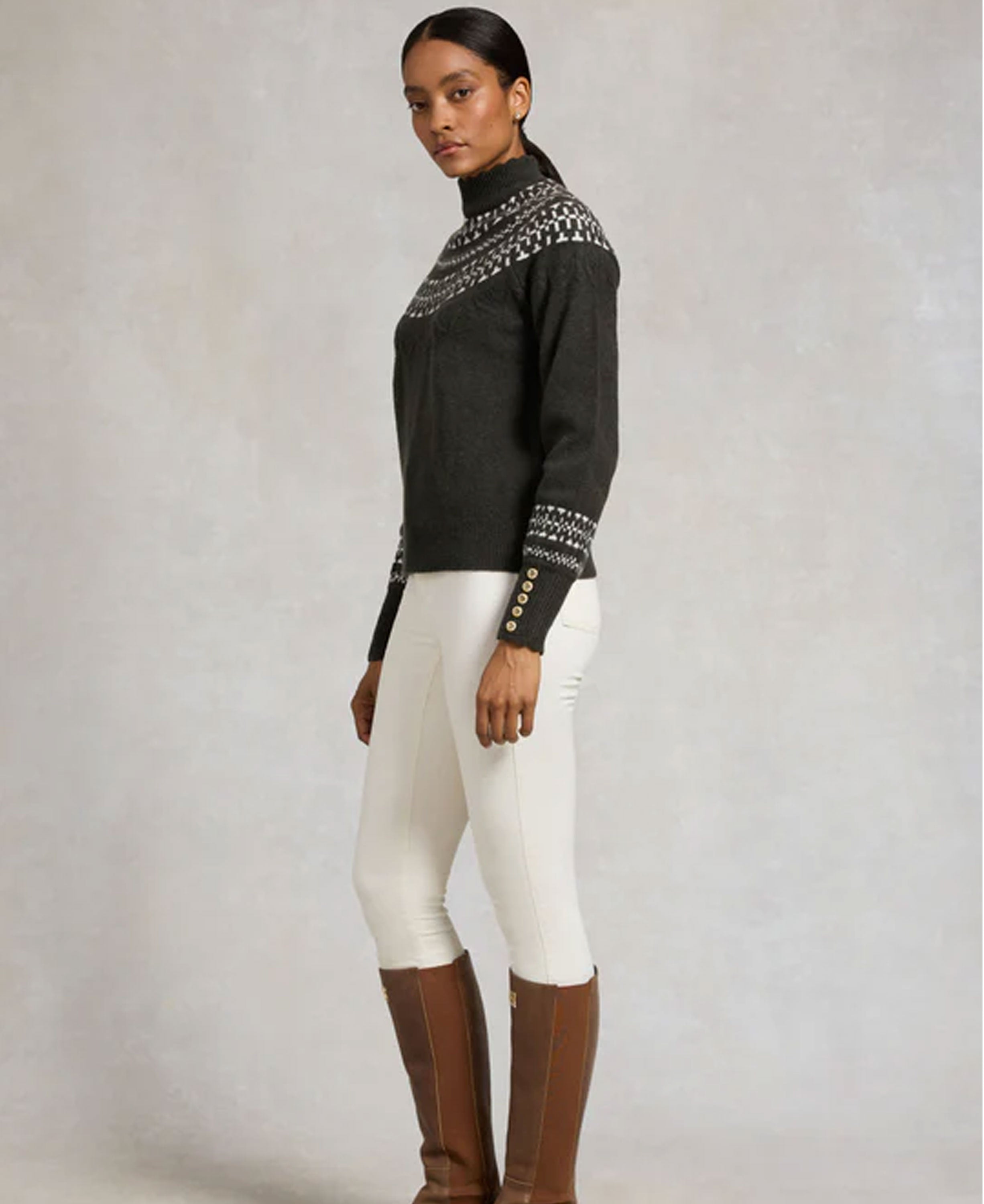 Elodie Roll Neck Knit - Forest Green