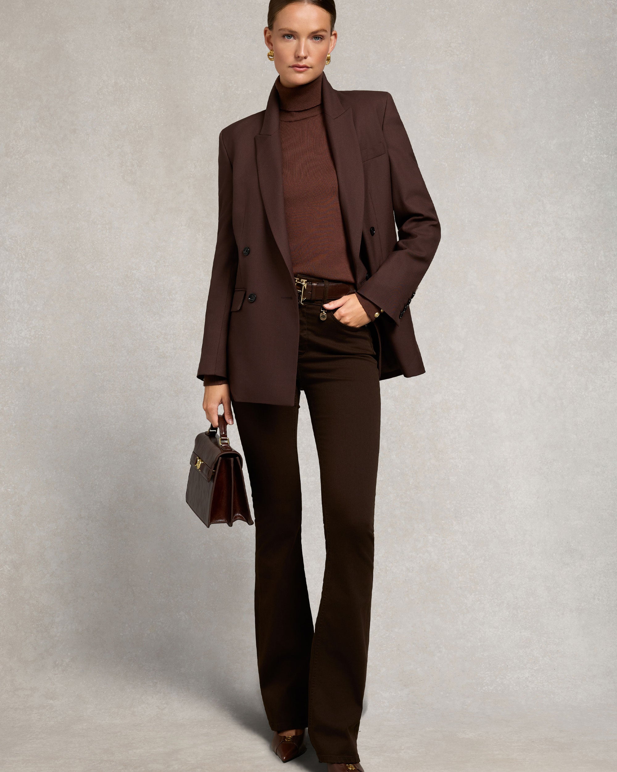 High Rise Flared Jean - Chocolate