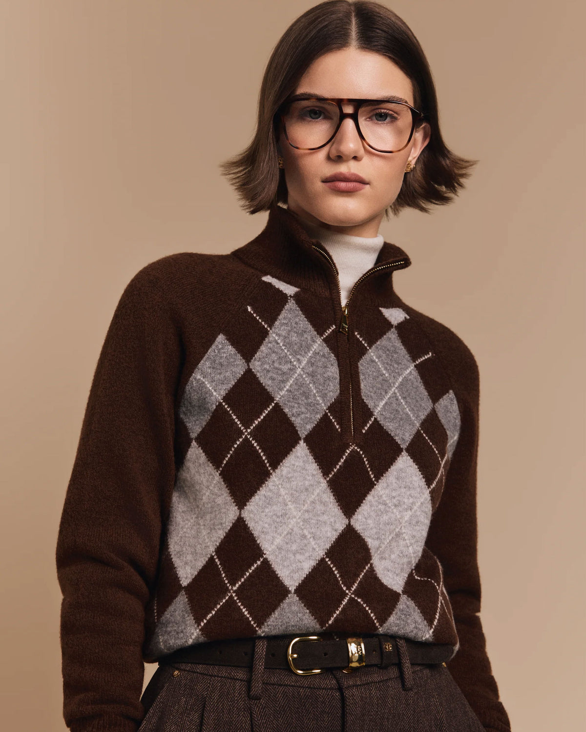Oakmont Quarter Zip Knit - Chocolate