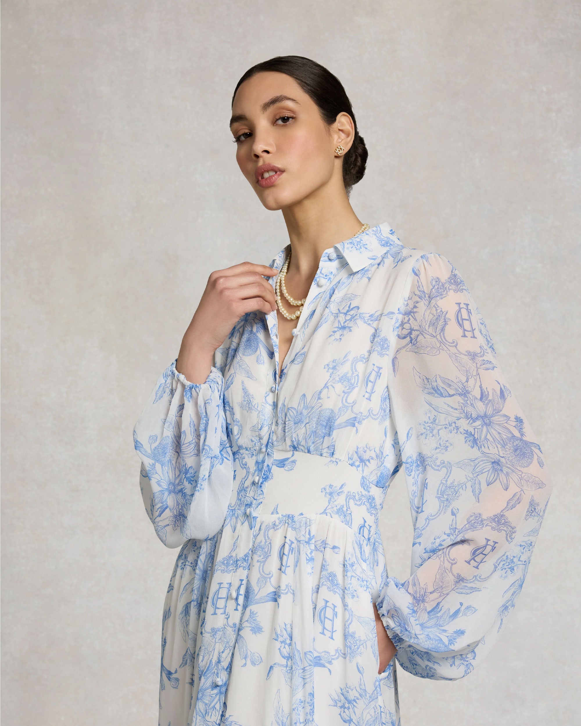 Paros Shirt Dress - English Blue Garden