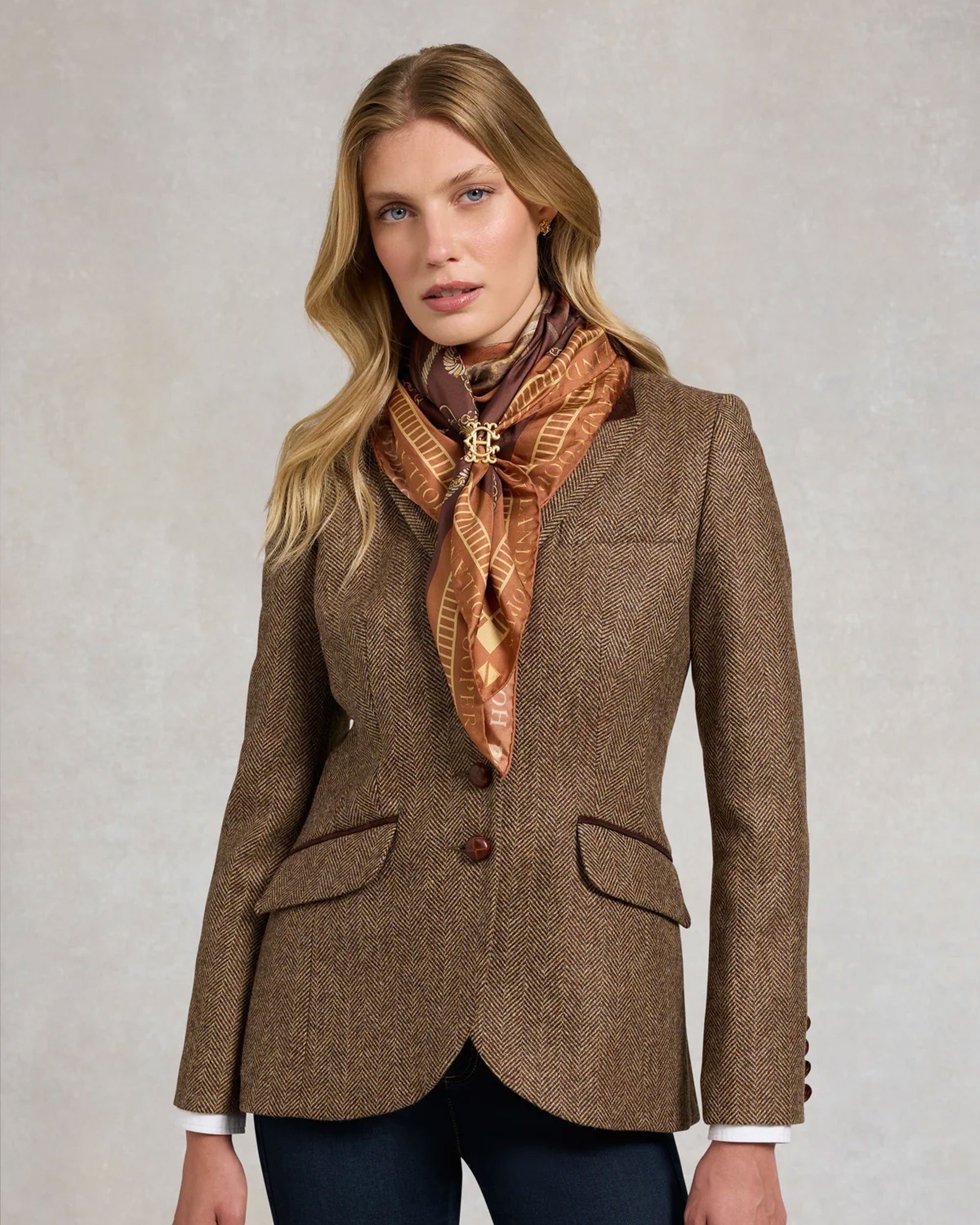 Regal Horse Silk Scarf - Caramel