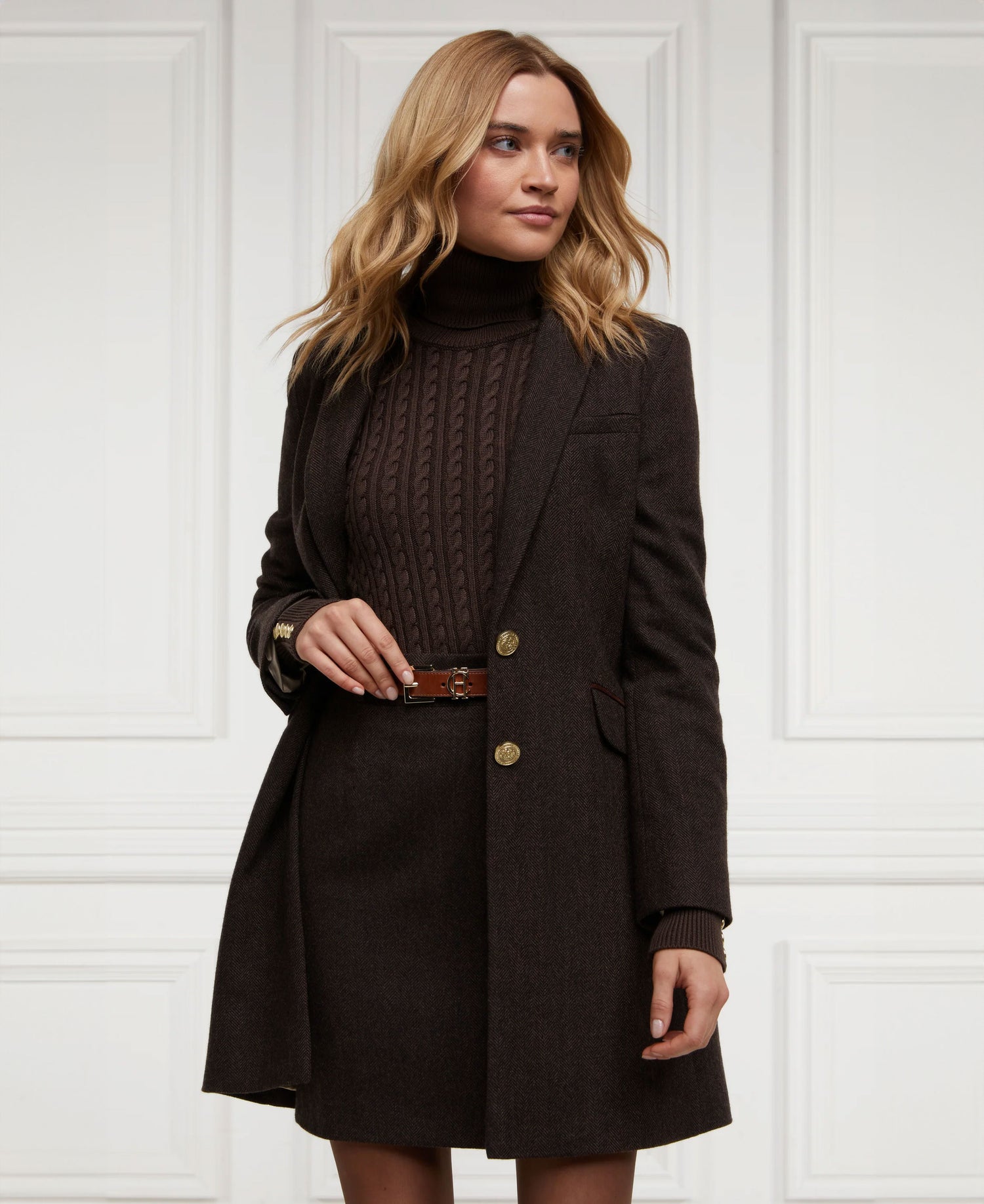 Regency Skirt - Chocolate Herringbone
