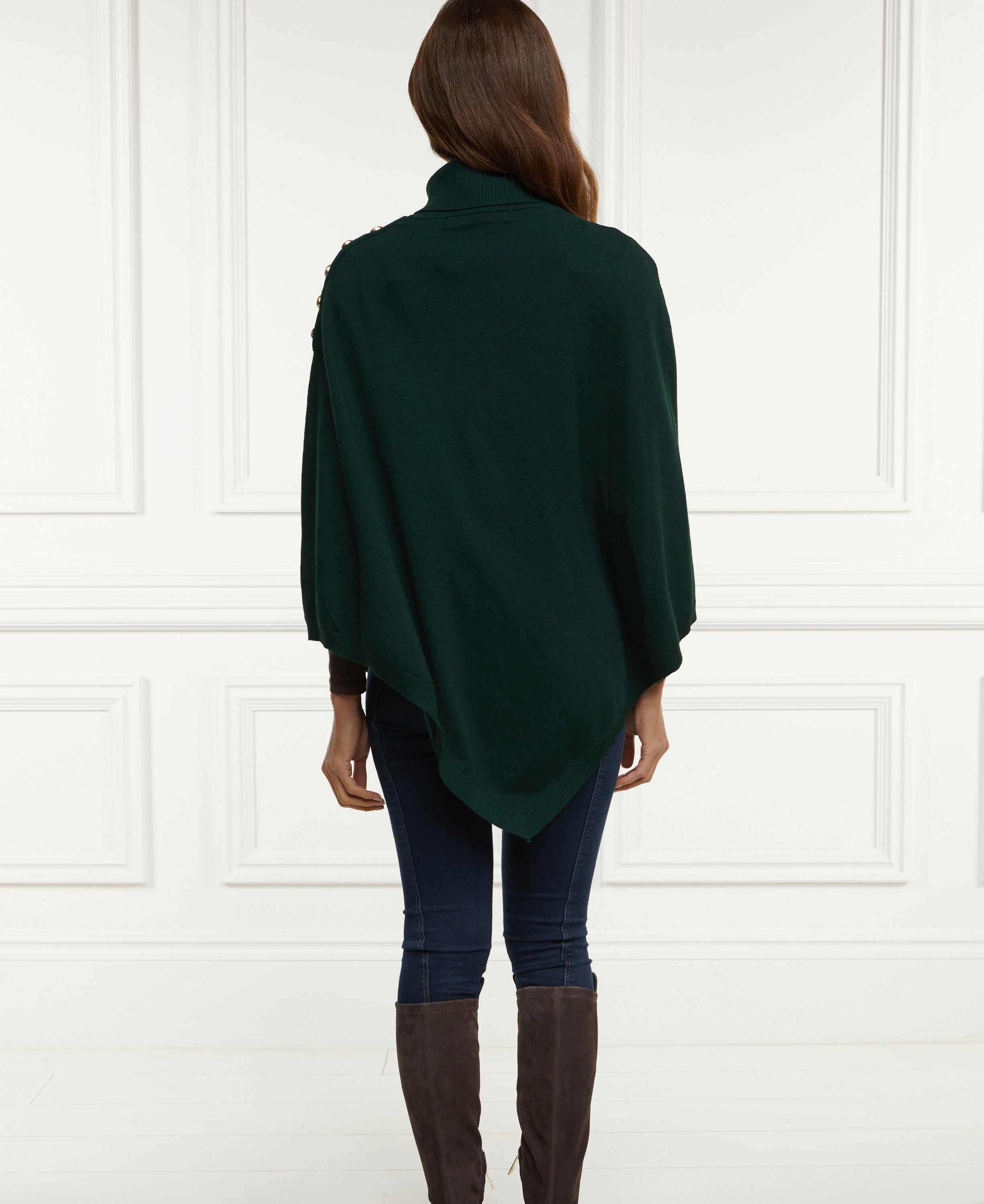 Roll Neck Cape - Deep Emerald