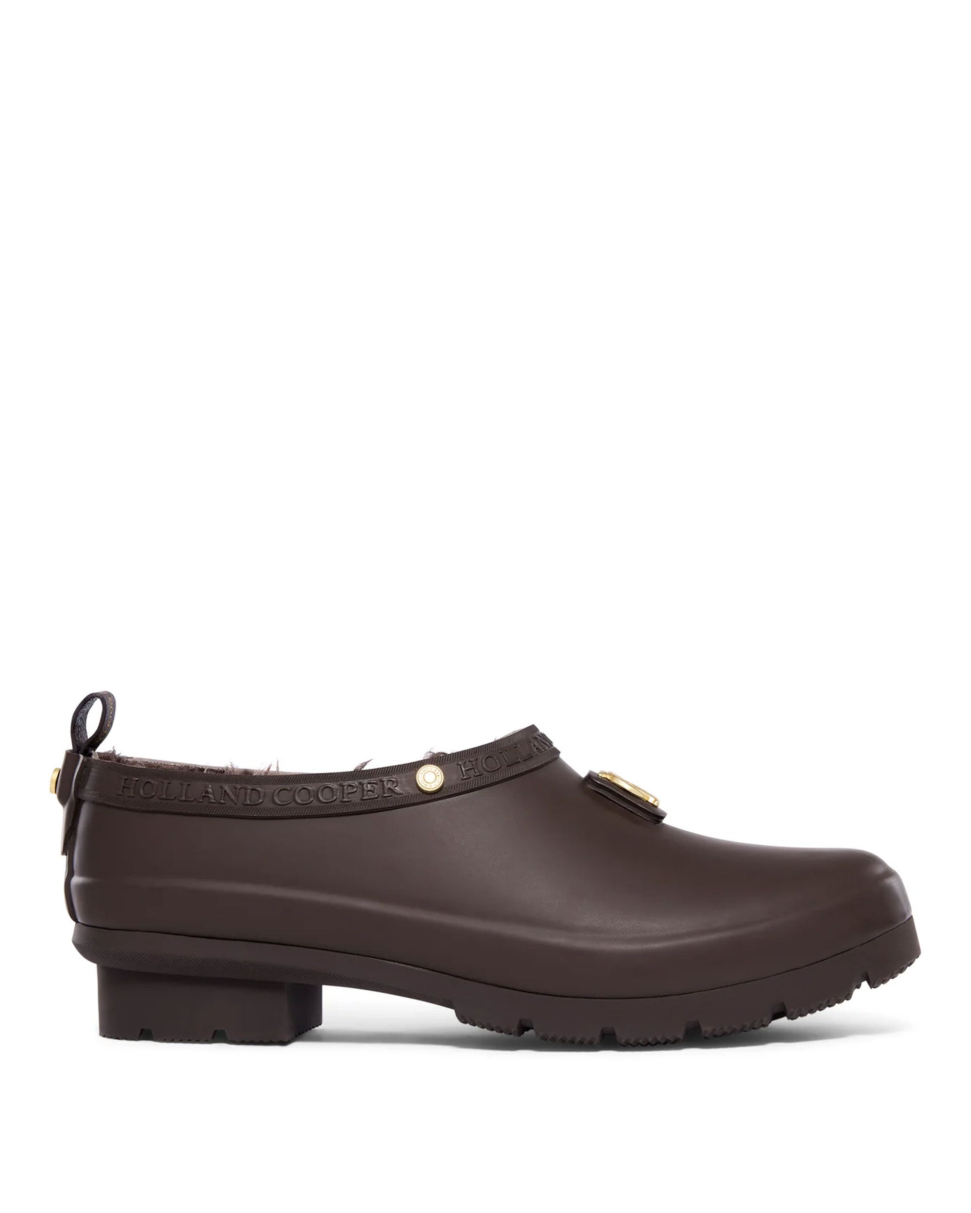 Sherpa Lined Gardening Loafer - Chocolate Matte Gold