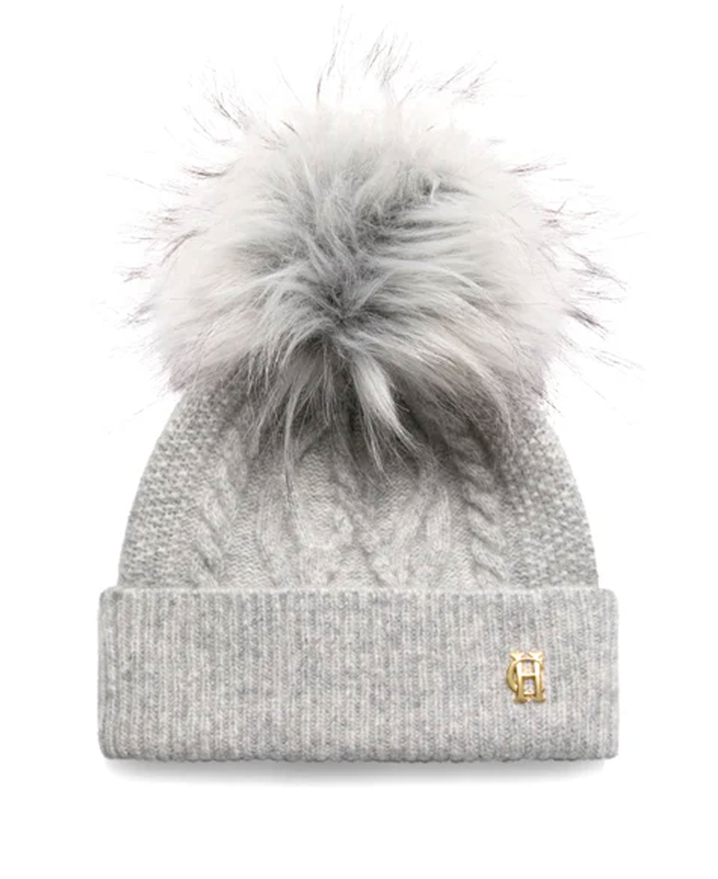 Sloane Cable Bobble Hat - Grey Marl