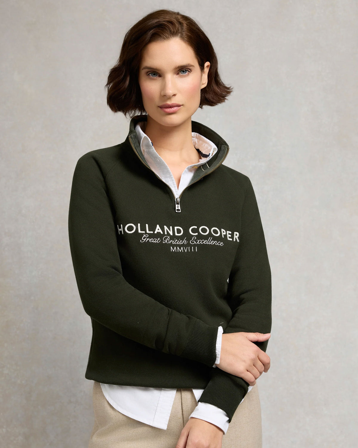 Sporting Goods Zip Henley - Racing Green
