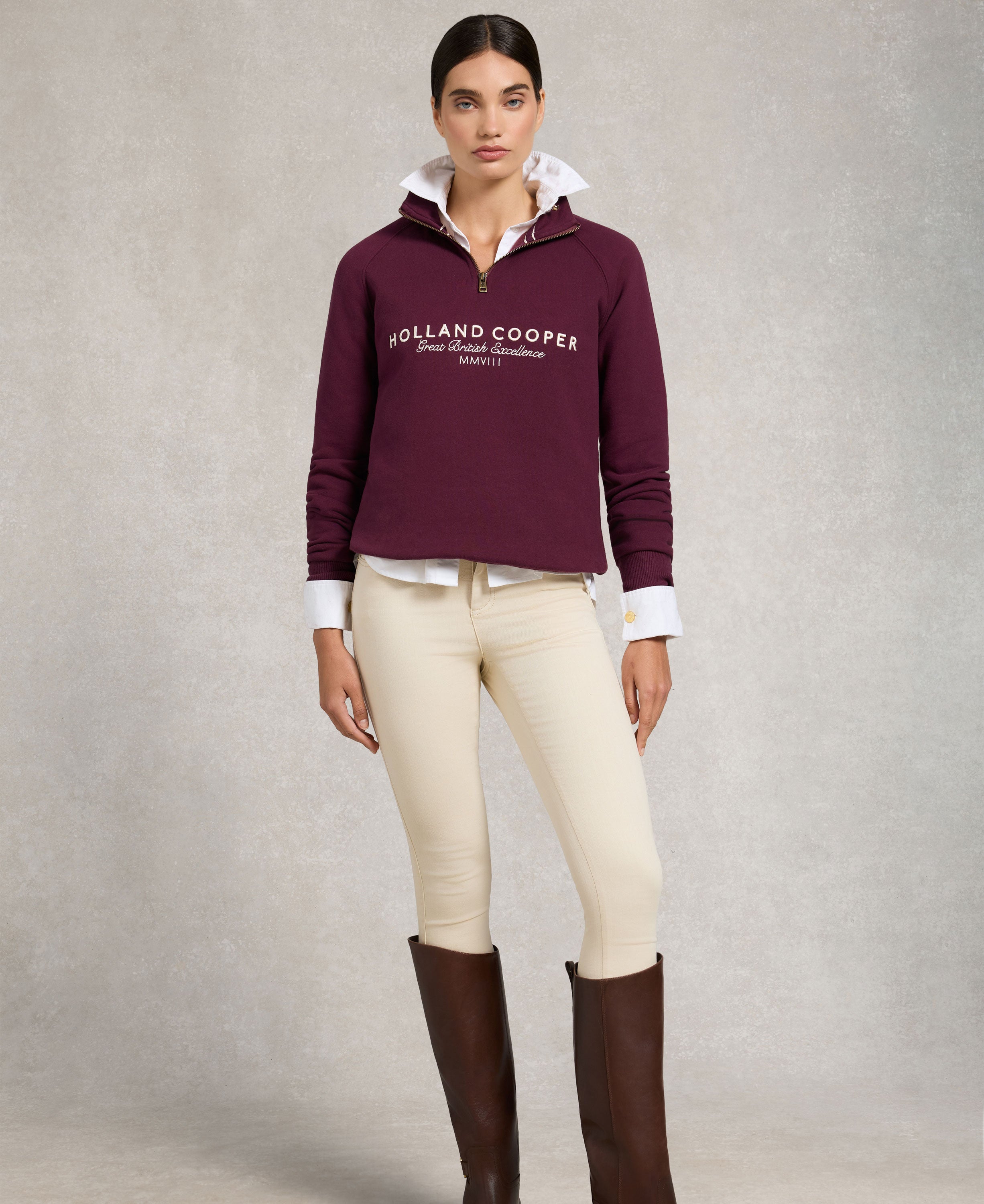 Sporting Goods Zip Henley Sweatshirt - Mulberry