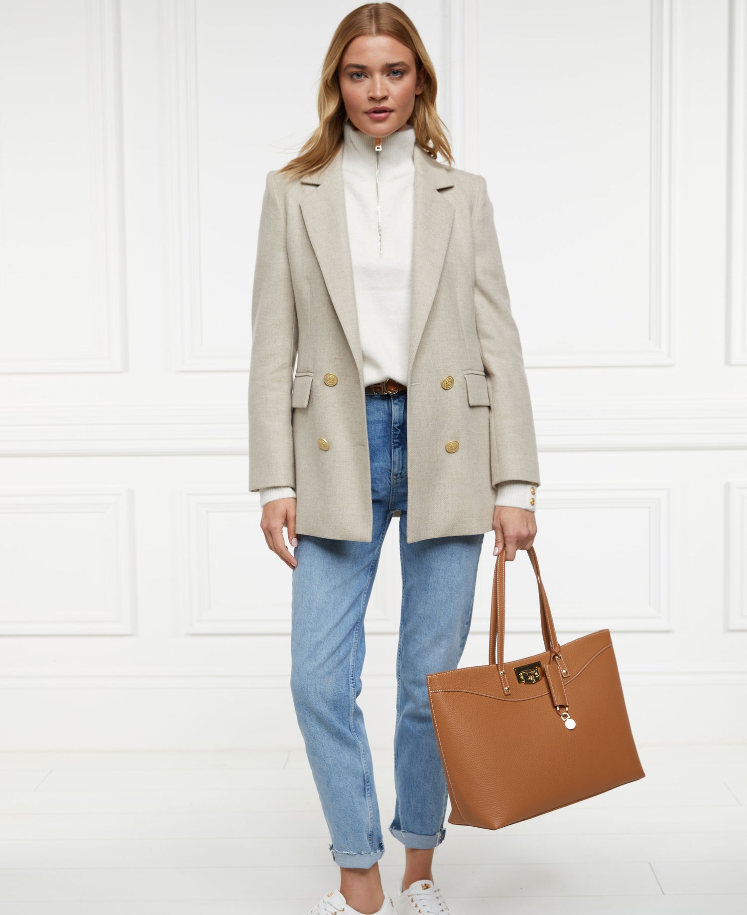 Tori Half Zip Knit - Natural