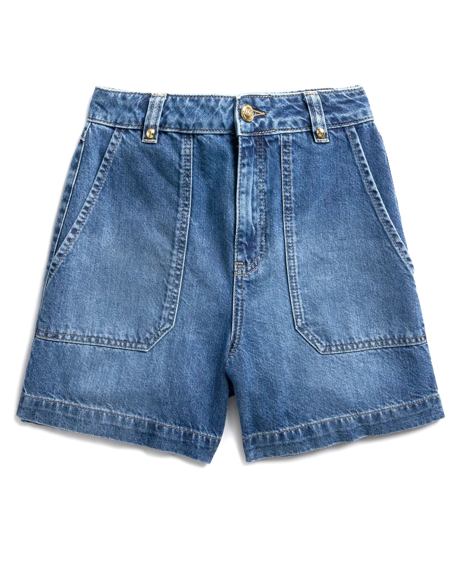 Utility Denim Shorts - Denim