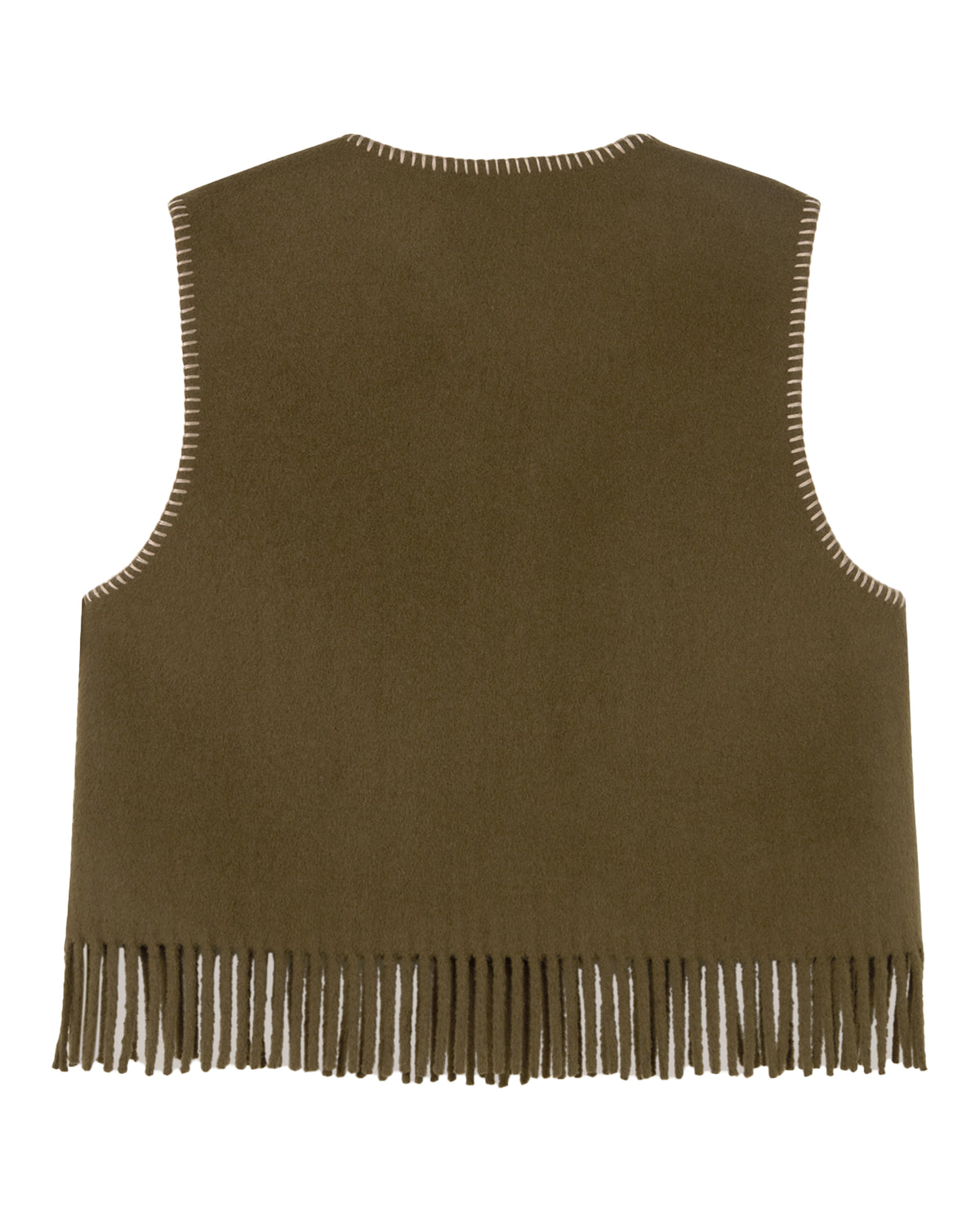 Horses Embroidered Vest - Dark Khaki