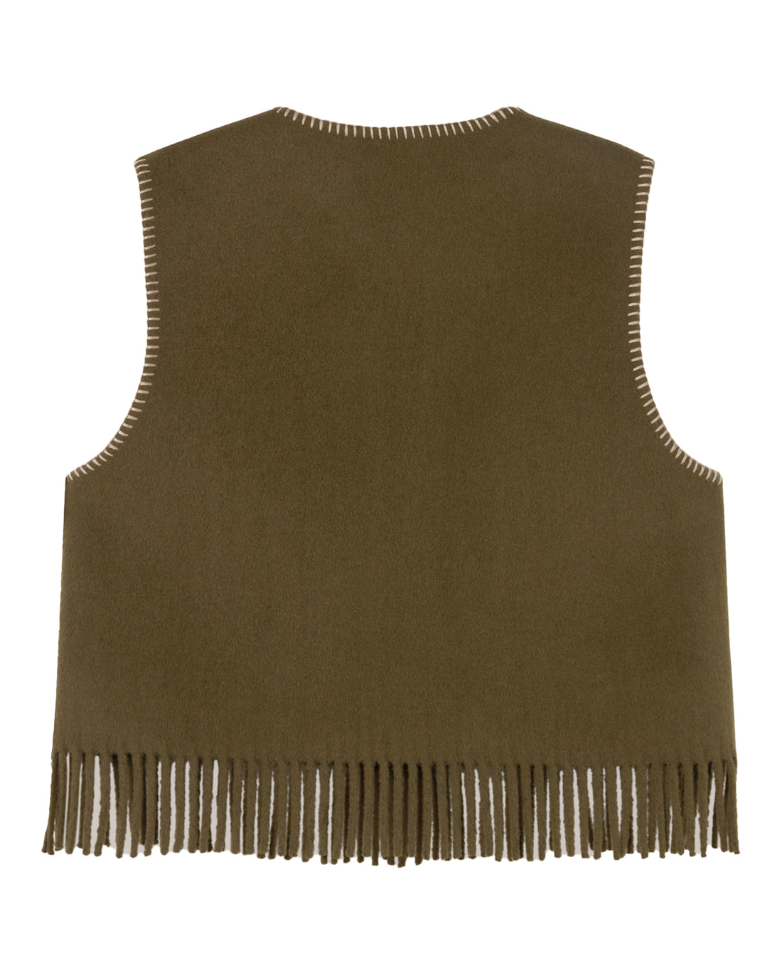 Horses Embroidered Vest - Dark Khaki