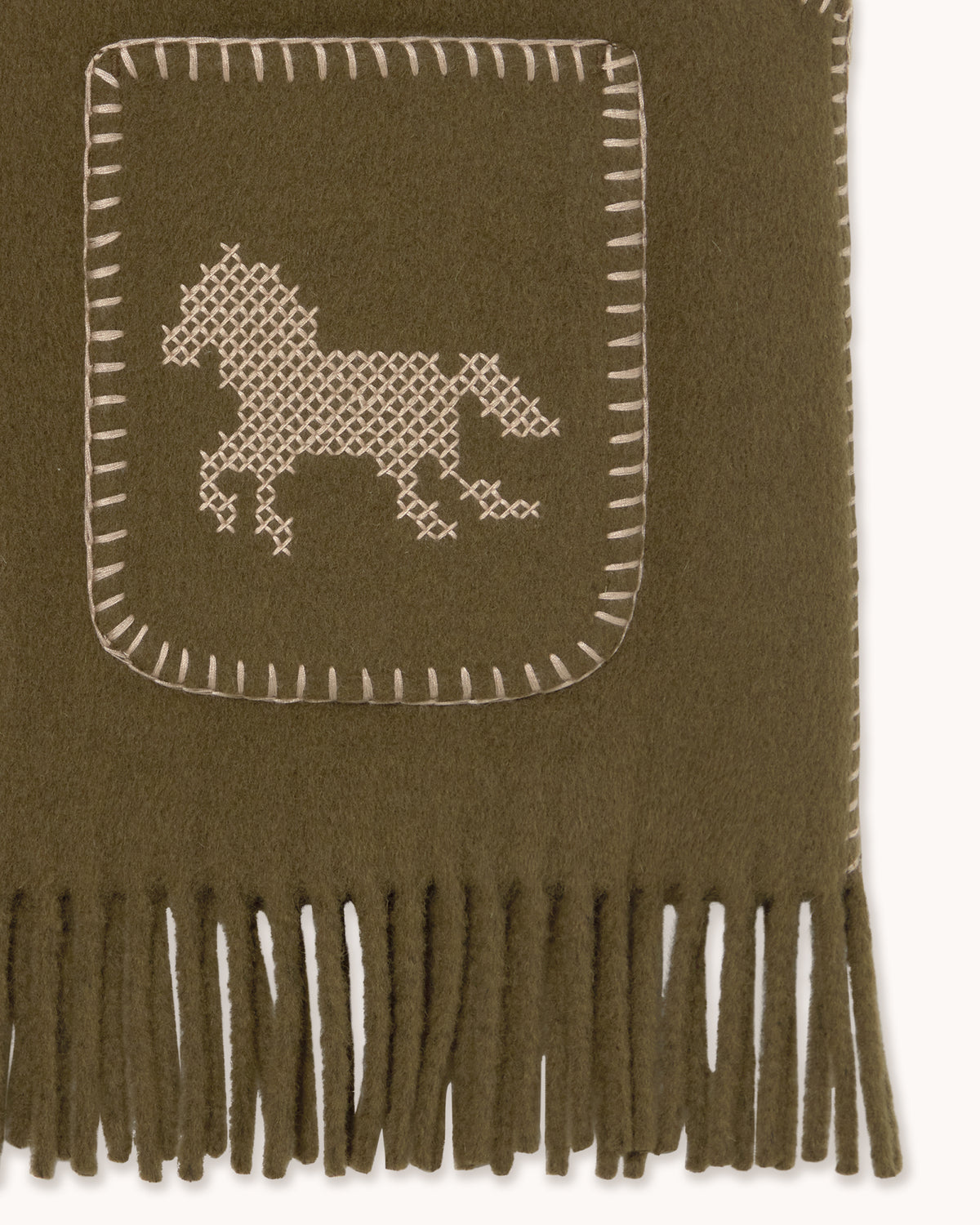 Horses Embroidered Vest - Dark Khaki