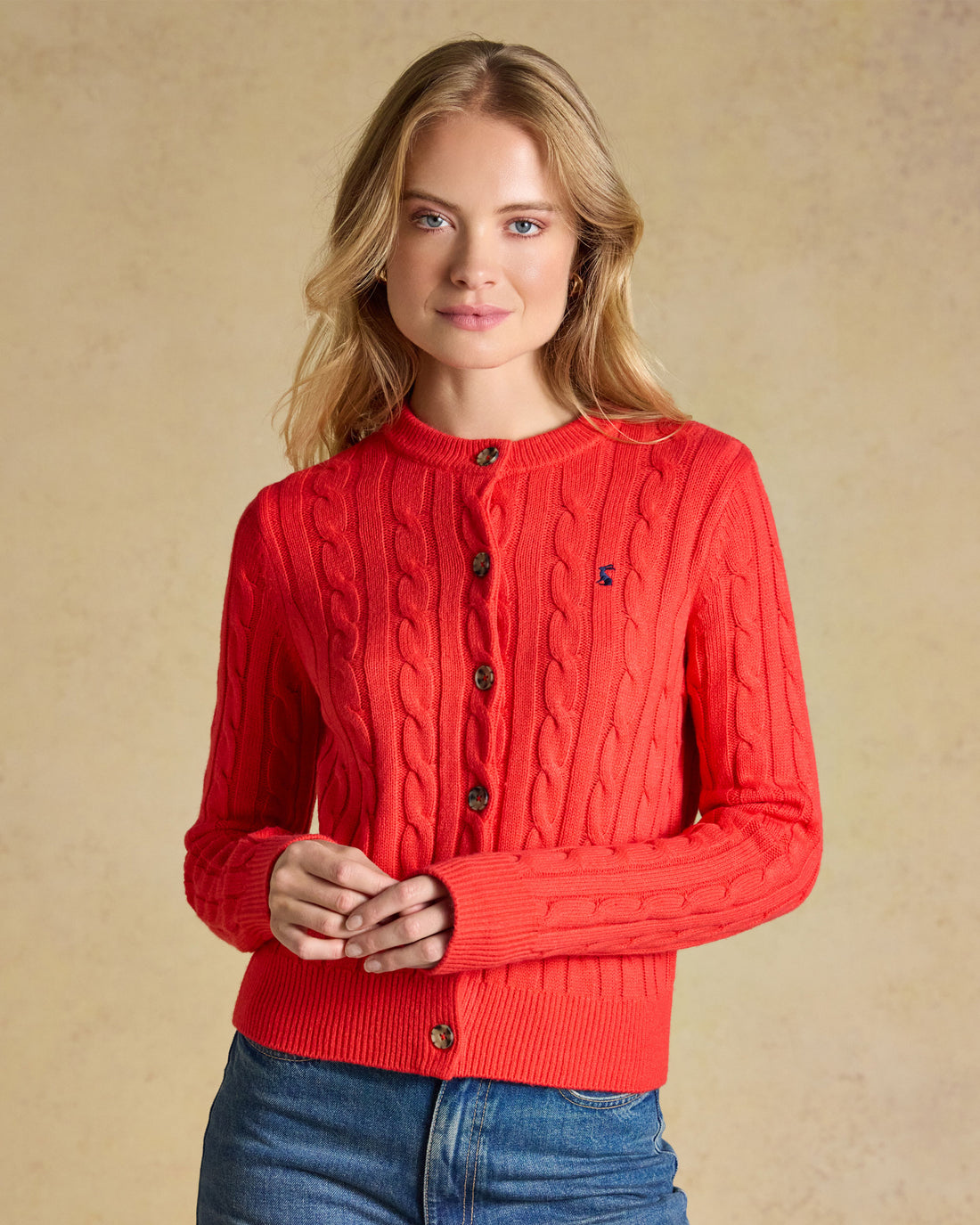Cable Cardigan - Red