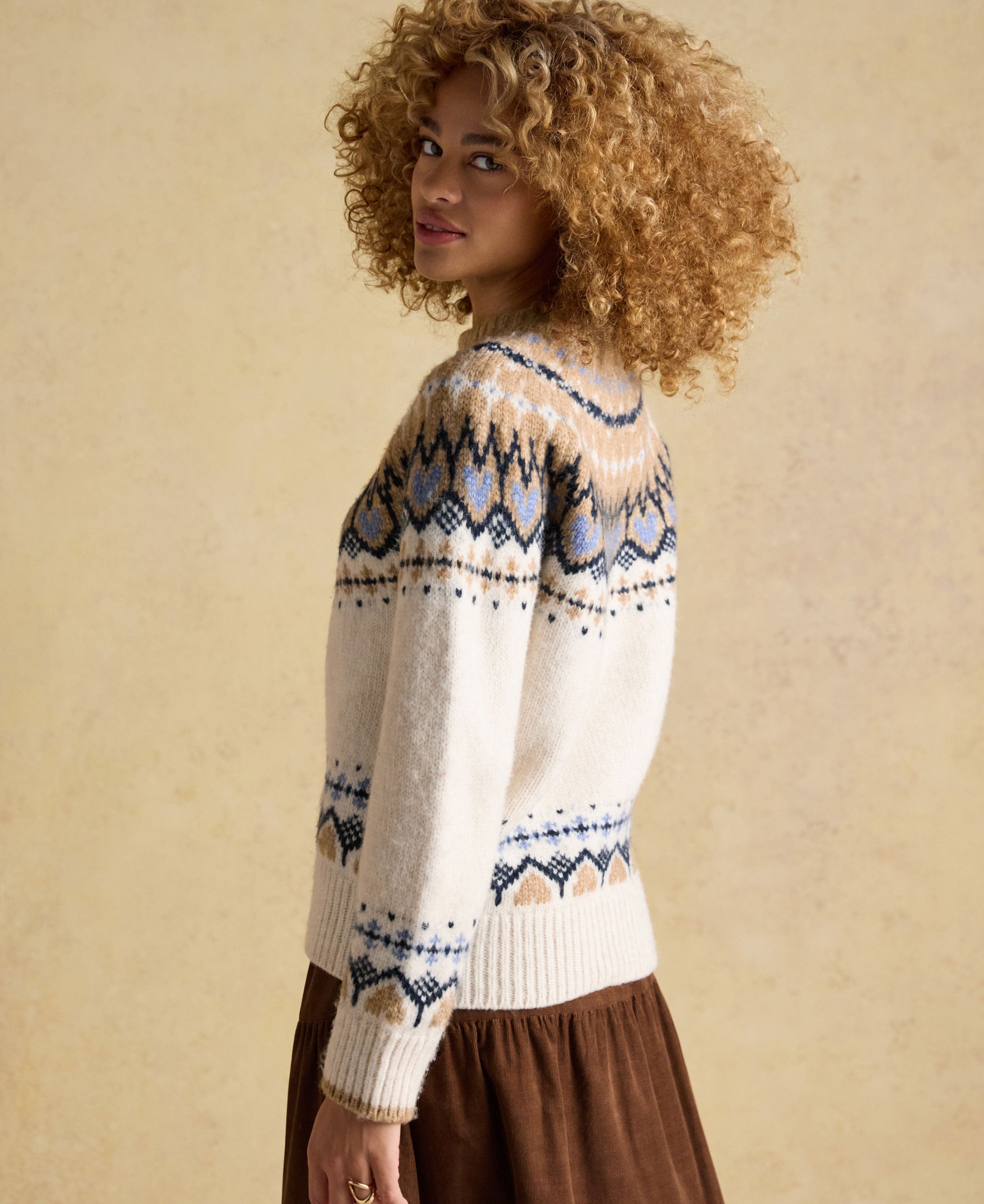 Charlie Fair Isle Knitted Jumper - Cream