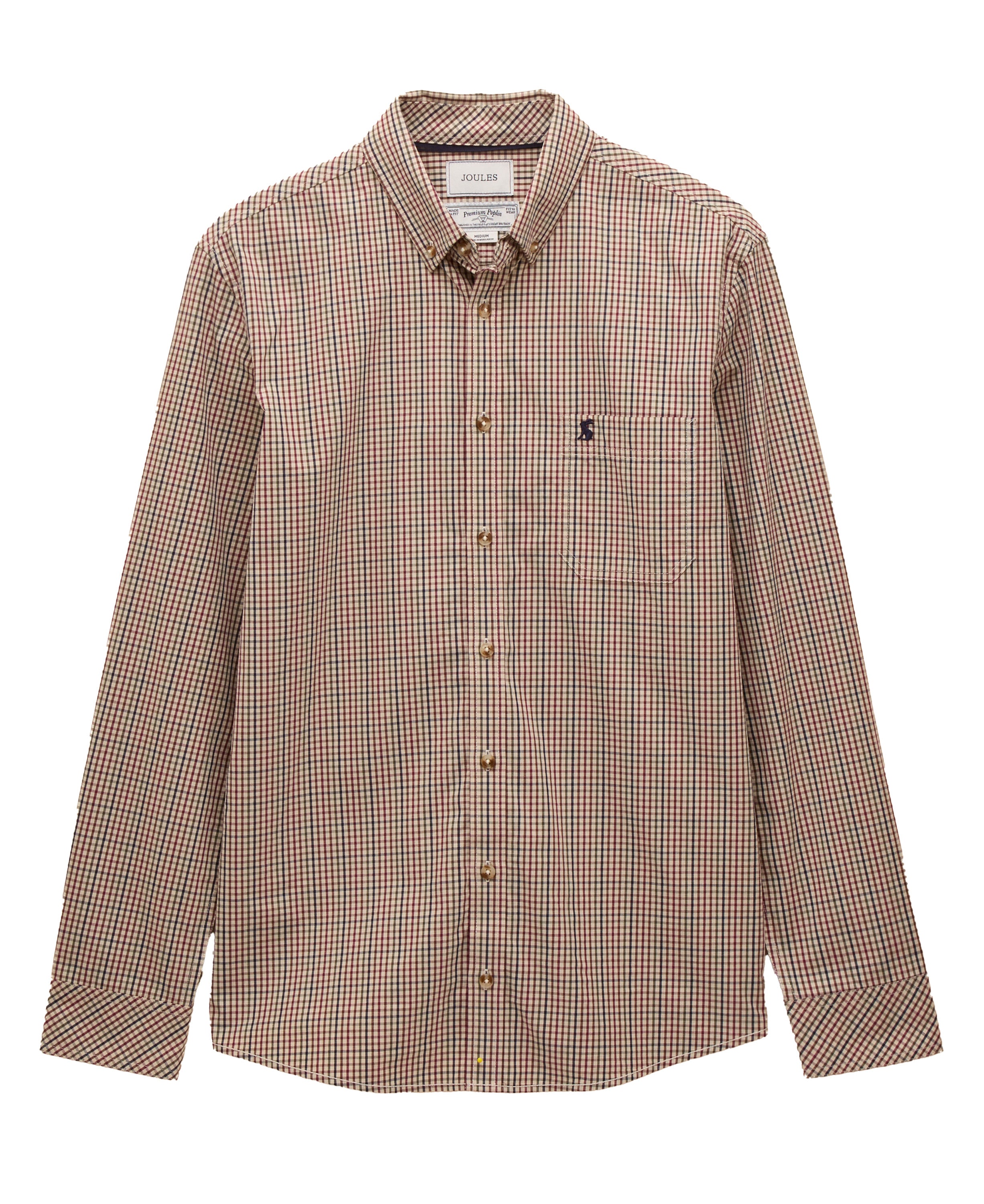 Cotton Poplin Gingham Shirt - Brown