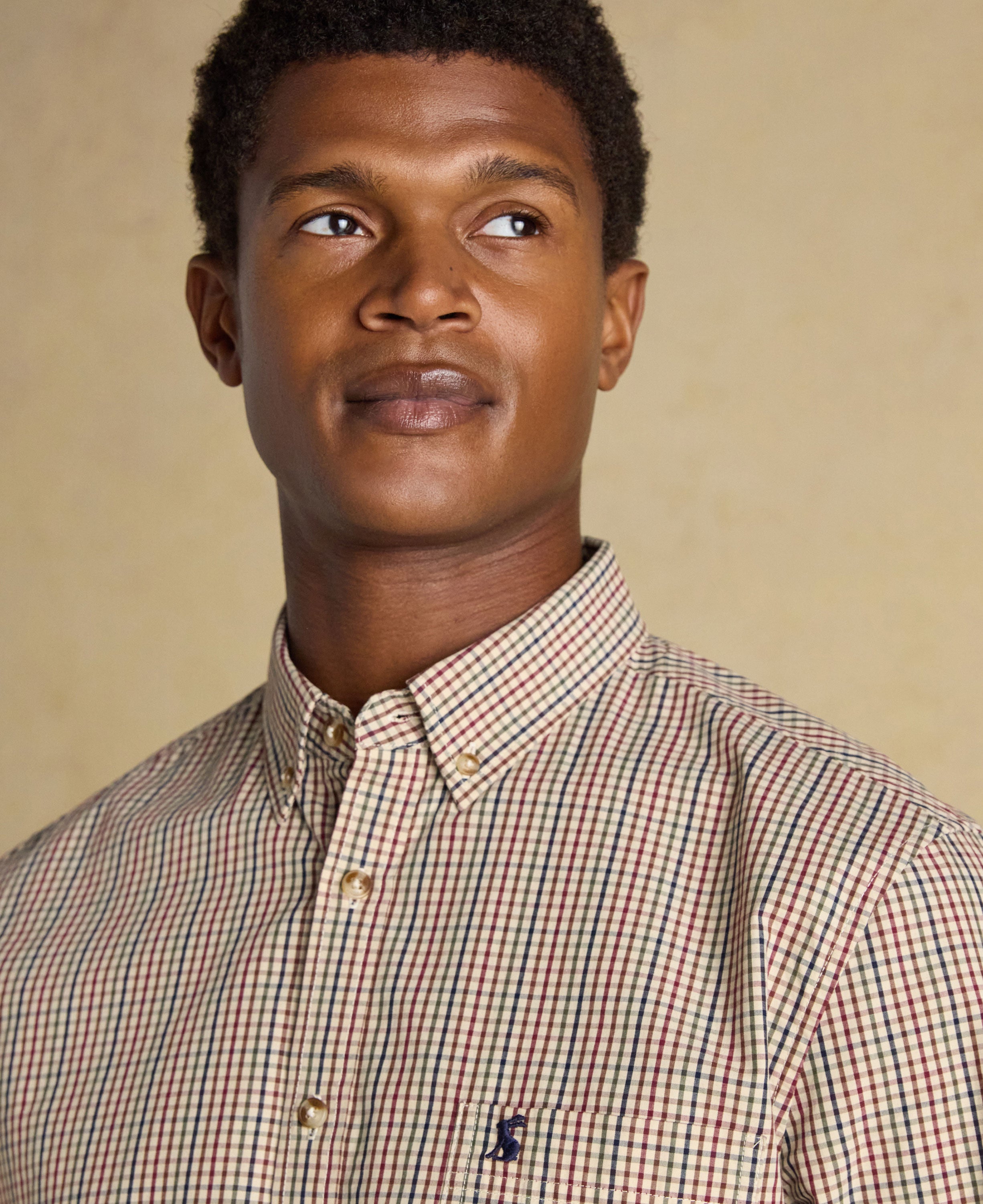 Cotton Poplin Gingham Shirt - Brown